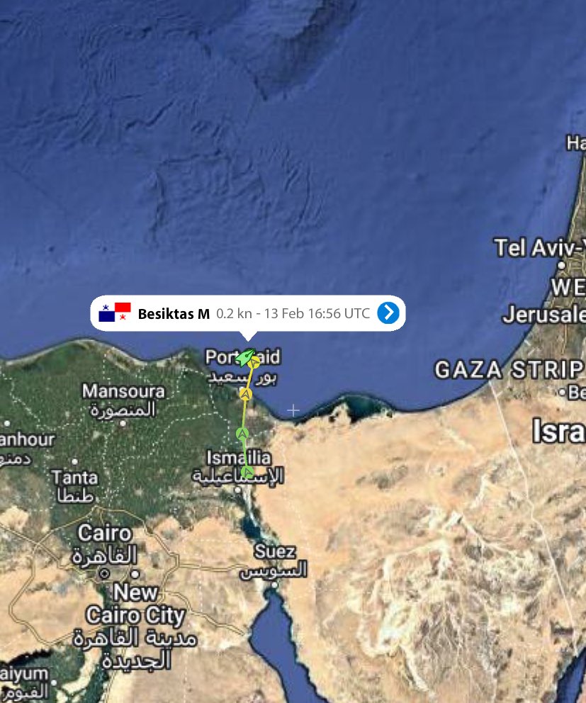 MenchOsint's tweet photo. 🚨⚡️🇺🇸 USS Harry S. Truman (CVN-75) aircraft carrier collided with a merchant vessel (Besiktas-M) on February 12 while near Port Said, Egypt. https://t.co/3bqmRz8CIB