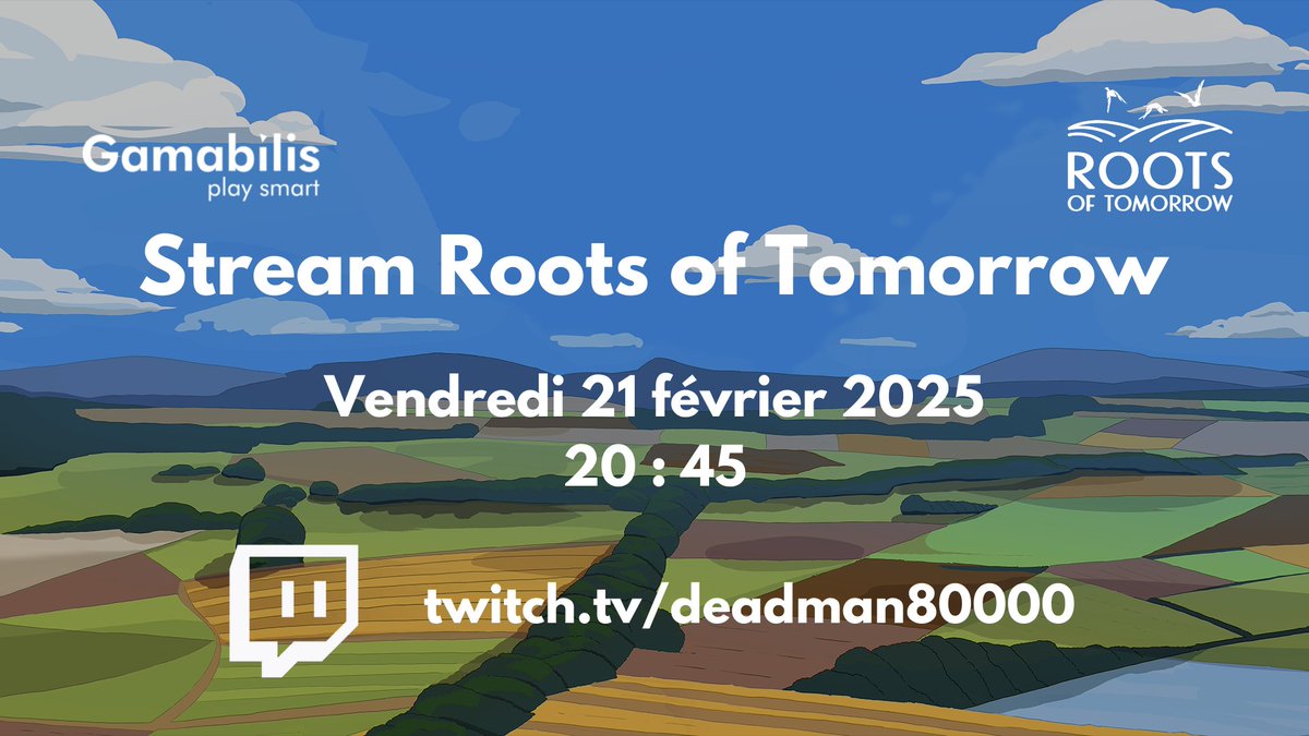 Nous vous donnons rendez-vous sur Twitch pour découvrir en direct notre jeu  sur l'agroécologie sur bit.ly/3CMzw1r le vendredi 21 février à 20h45. 
#GamingCommunity #TwichFr #Streaming