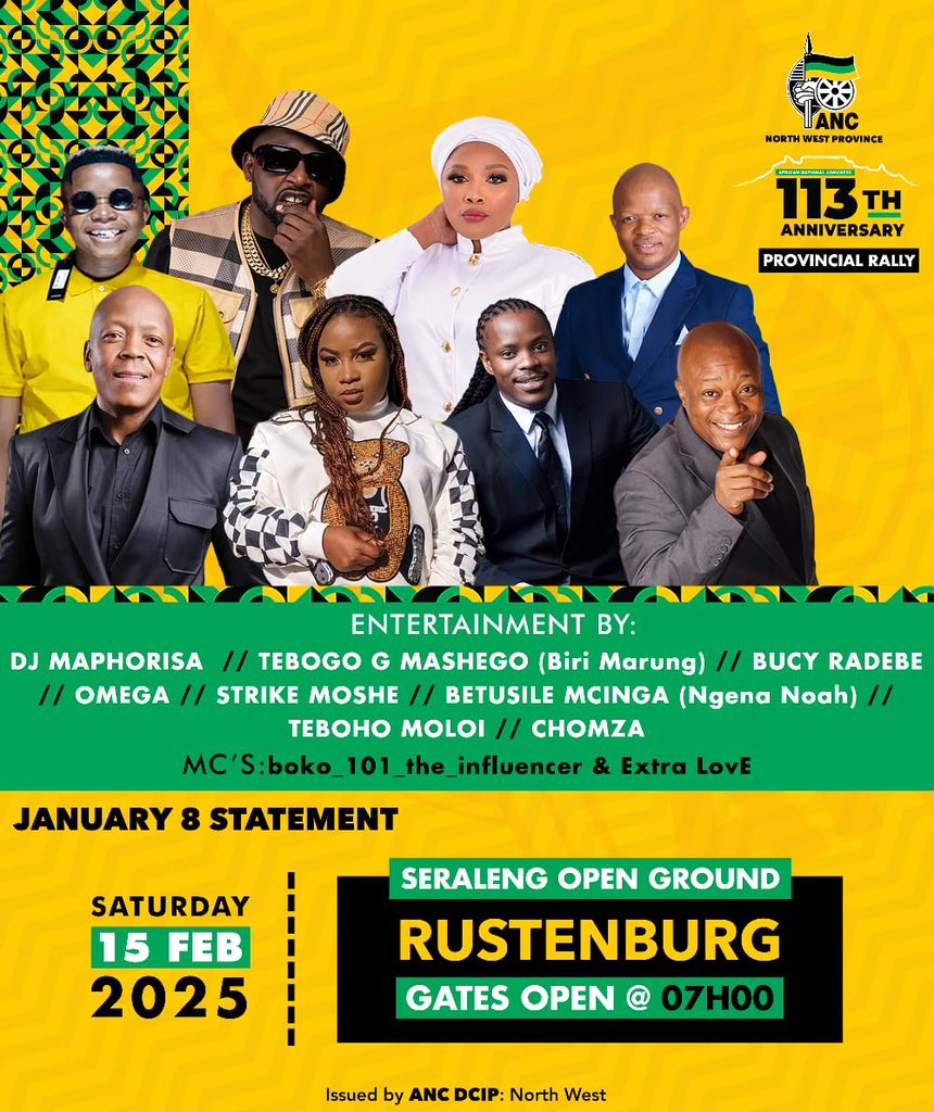 AllRoadsLeadTo #NWANC January 8th Statement &amp; 113th Anniversary.

📍Seraleng Open Ground, Rustenburg 

#LetsDoMoreTogether