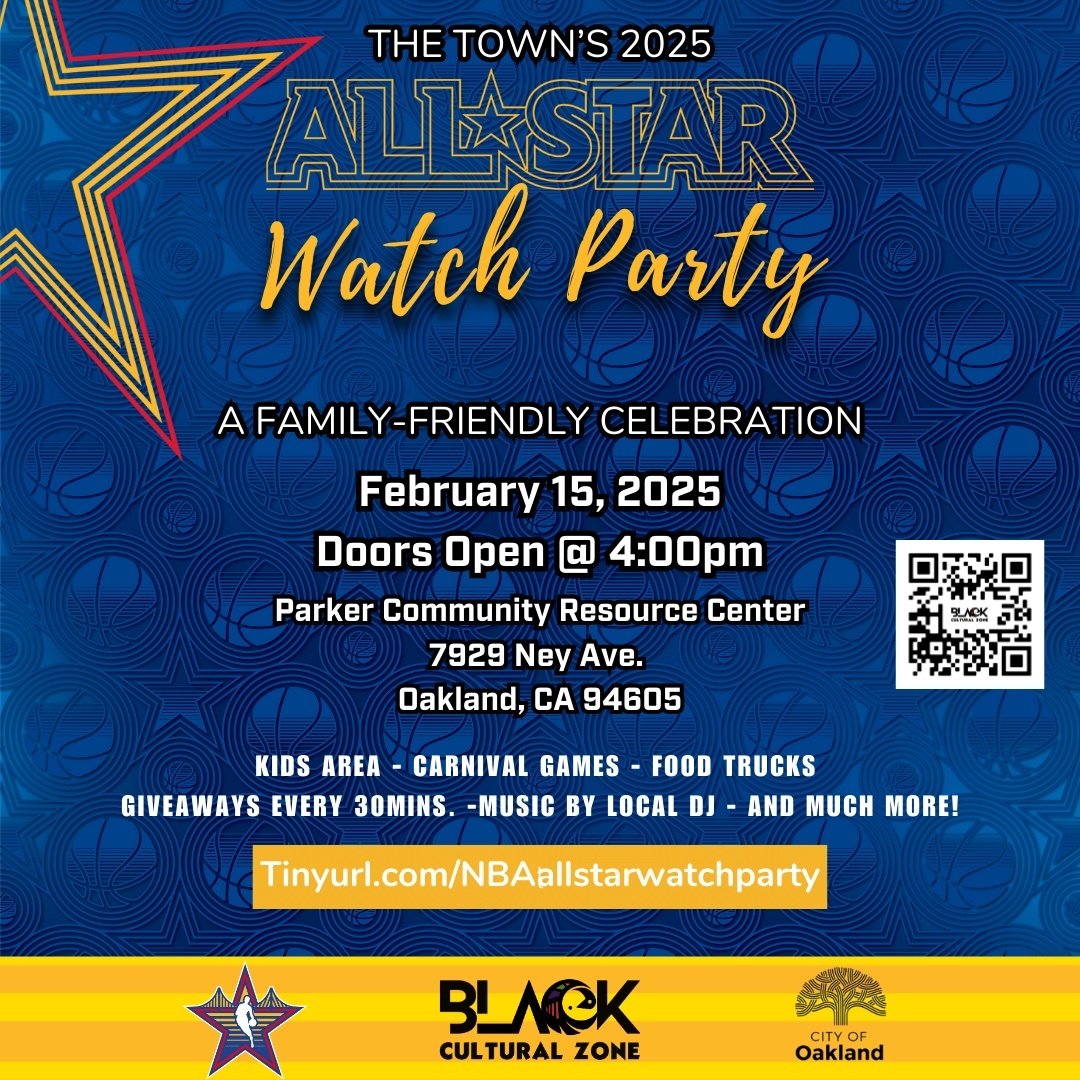 We’re partnering with @BlackCulturalZone to bring you The Town’s 2025 NBA All-Star Watch Party! Join us and the Oakland community for this exciting event. 

Learn more  RSVP here: tinyurl.com/NBAallstarwatc…

#CommunityPartners #NBAAllStar