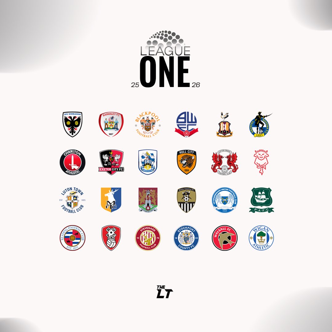 LowerTiers's tweet photo. The current 2025/26 League One line up 🤩

Looks incredible 😍 https://t.co/F5VRB5bGC1