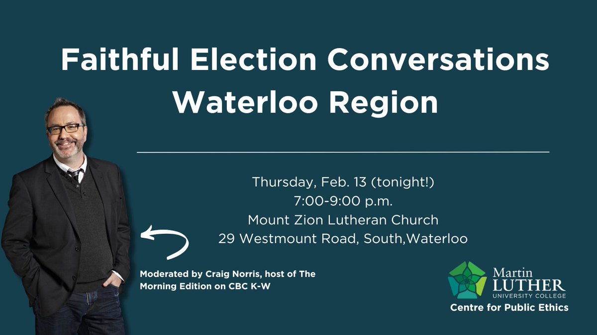 Join us tonight for discussions about issues of concern to Ontario's faith communities in the upcoming election. Hear perspectives of experts and responses from various political parties concerning housing, environment and Healthcare.

Register: ow.ly/XGrZ50UZwMG