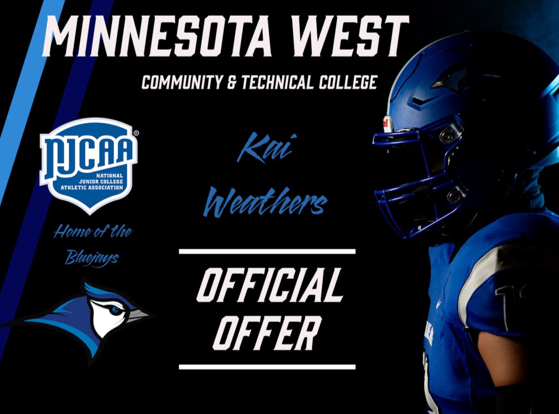 Kai Weathers (@kaiweathers) on Twitter photo Blessed to receive an offer from <a href="/MnWestFootball/">Minnesota West Football</a> !!!! <a href="/CoachTucker25/">Blake Tucker</a> <a href="/coachjsmithlbs/">Coach Jermaine Smith</a>
<a href="/HHS_TigersFB/">Hernando Tigers Football</a> <a href="/Coach_McCannHHS/">Steve McCann</a> <a href="/CoachBLott/">Brooks Lott</a> <a href="/TaylorJ_72/">Taylor Johnson</a> Blessed to receive an offer from <a href="/MnWestFootball/">Minnesota West Football</a> !!!! <a href="/CoachTucker25/">Blake Tucker</a> <a href="/coachjsmithlbs/">Coach Jermaine Smith</a>
<a href="/HHS_TigersFB/">Hernando Tigers Football</a> <a href="/Coach_McCannHHS/">Steve McCann</a> <a href="/CoachBLott/">Brooks Lott</a> <a href="/TaylorJ_72/">Taylor Johnson</a>