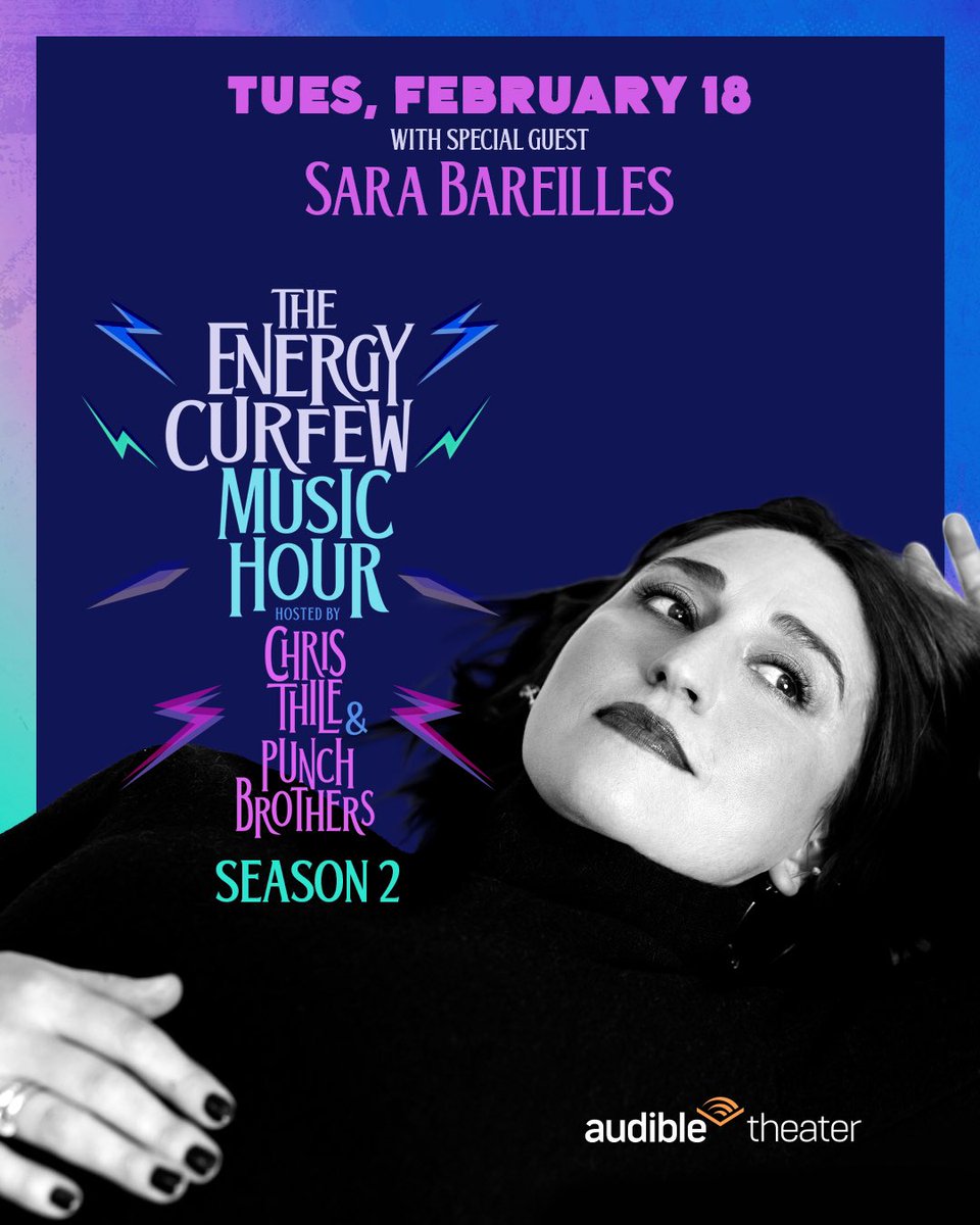 Punch Brothers (@punchbrothers) on Twitter photo New special guests announced! <a href="/SaraBareilles/">Sara Bareilles</a> and <a href="/OfficialMeshell/">Meshell Ndegeocello</a> will join the Feb 18 performance of <a href="/energycurfew/">The Energy Curfew Music Hour</a>.
A few tickets have been released online & limited standing room rush tickets will be available on TodayTix at 9a on the morning of the show. New special guests announced! <a href="/SaraBareilles/">Sara Bareilles</a> and <a href="/OfficialMeshell/">Meshell Ndegeocello</a> will join the Feb 18 performance of <a href="/energycurfew/">The Energy Curfew Music Hour</a>.
A few tickets have been released online & limited standing room rush tickets will be available on TodayTix at 9a on the morning of the show.