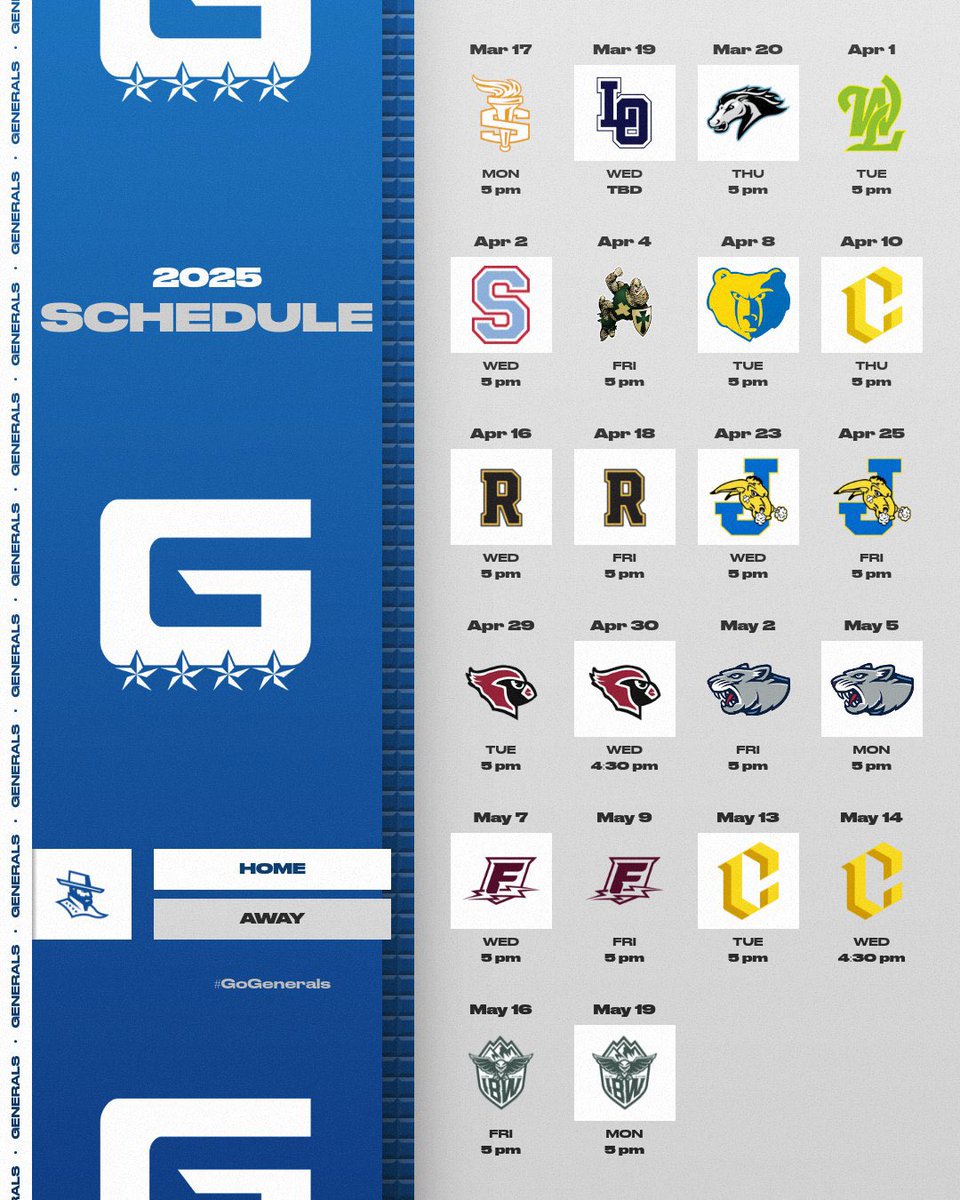 GrantBSB's tweet photo. The 2025 schedule is out and we’re ready for battle ⚔️ #BringTheARMory #GeneralsArmy https://t.co/A0GFplhGI4