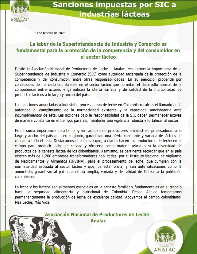 Comunicado de Analac ante decisiones de la <a href="/sicsuper/">Superintendencia de Industria y Comercio 🇨🇴</a>