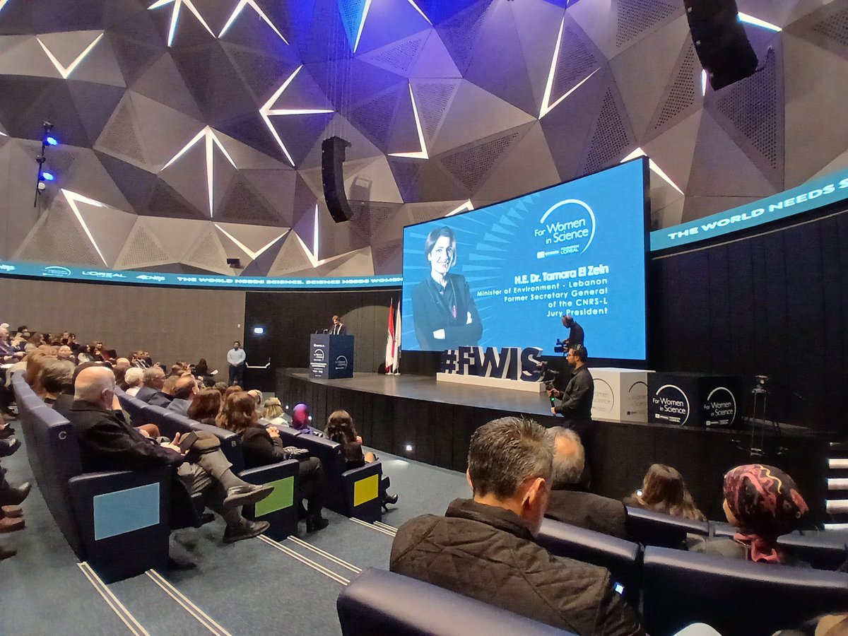 Ritachemaly's tweet photo. Just so happy to see trailblazing women researchers from the arab region! Hat off @CNRSL hat off dr tamara zein and the great program! #FWIS led with @UNESCO @LOrealGroupe https://t.co/XIT0q5w5yp