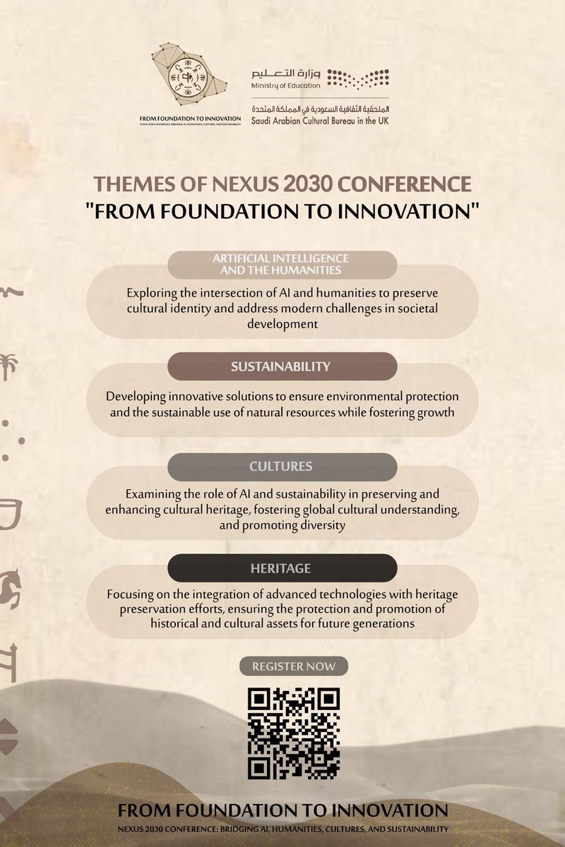 Join us at #NEXUS2030 where tradition meets tomorrow! 

Explore how AI transforms heritage, sustainability shapes our future, and innovation preserves our cultural identity. Experience the crossroads of past and progress! 

Register now &amp; be part of the change!