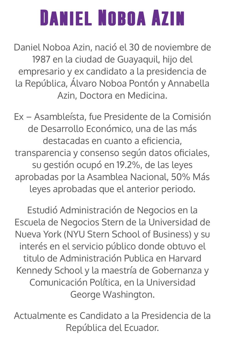 bsanmiguel's tweet photo. Si usted tendría una empresa multinacional, a qué persona confiaría la Gerencia de esa Compañía: 

1. Daniel Noboa 
2. Luisa González 

Información de los Curriculum Vitae 
👇👇👇 https://t.co/W6GSYPb6IK