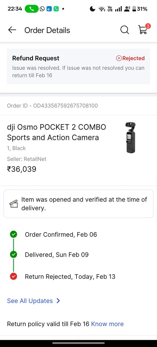 Shishirmittal's tweet photo. Need help! Fraud alert on @Flipkart 
Ordered dji product. The seller sent a 3 year old used product. The box doesn't match the product inside. Now they are refusing to take any action. Since it was a open delivery . https://t.co/XsaKMrS6oh