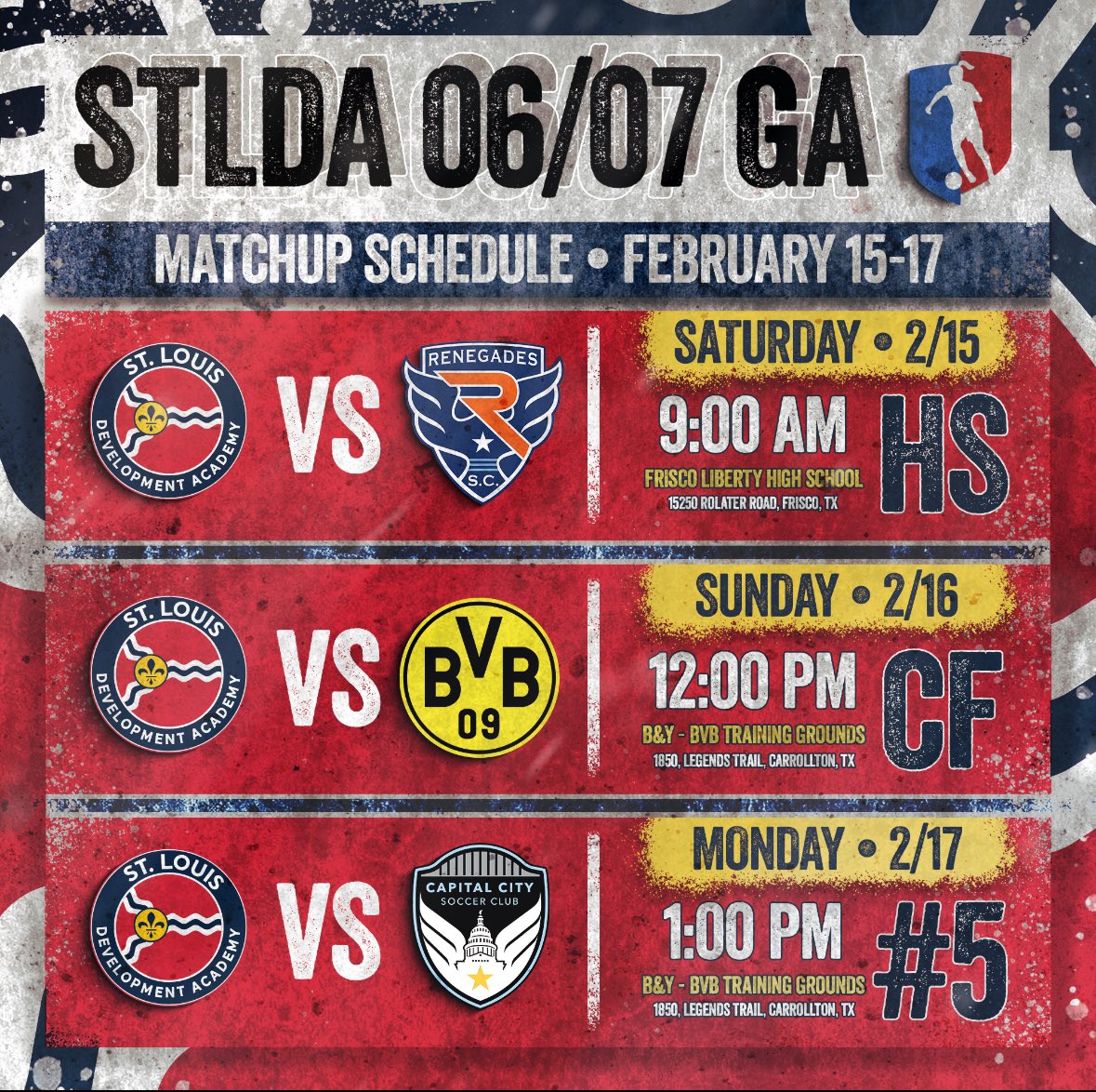 STLDA 06/07 Girls Academy (@06sporting) on Twitter photo Headed to the Lone Star State this weekend! These are the final club games for our Class of 2025 seniors! Let’s go out on a high note!! <a href="/STLDASoccer/">StLouisDAsoccer</a> Headed to the Lone Star State this weekend! These are the final club games for our Class of 2025 seniors! Let’s go out on a high note!! <a href="/STLDASoccer/">StLouisDAsoccer</a>