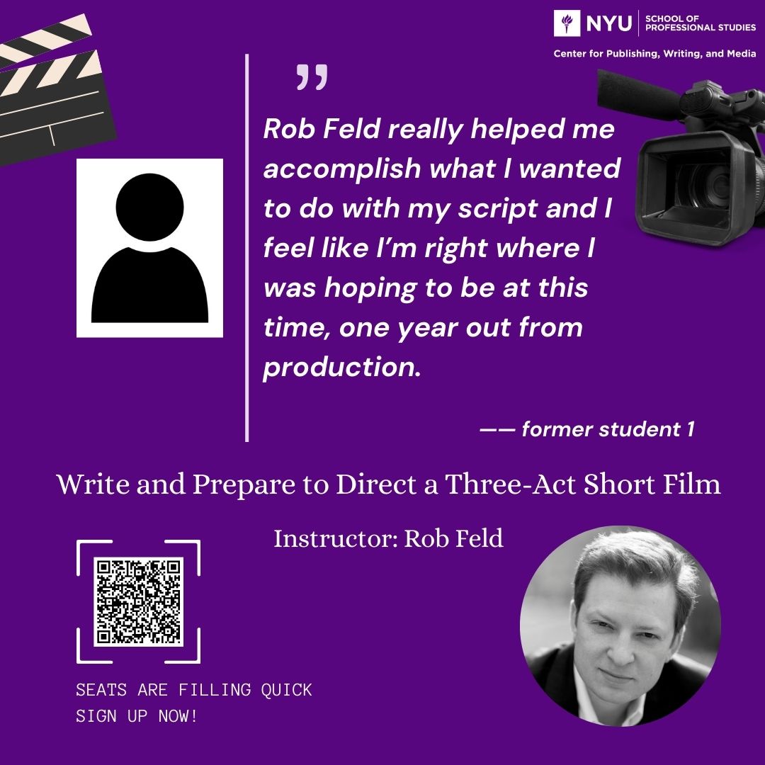 Hear from past students on Write and Prepare to Direct a Three-Act Short Film with <a href="/iamRobFeld/">Rob Feld</a>! 

Get hands-on training in writing, directing, and storytelling. 🎬 Secure your spot now! 🔗 Register below. #Filmmaking #NYUPWMCE