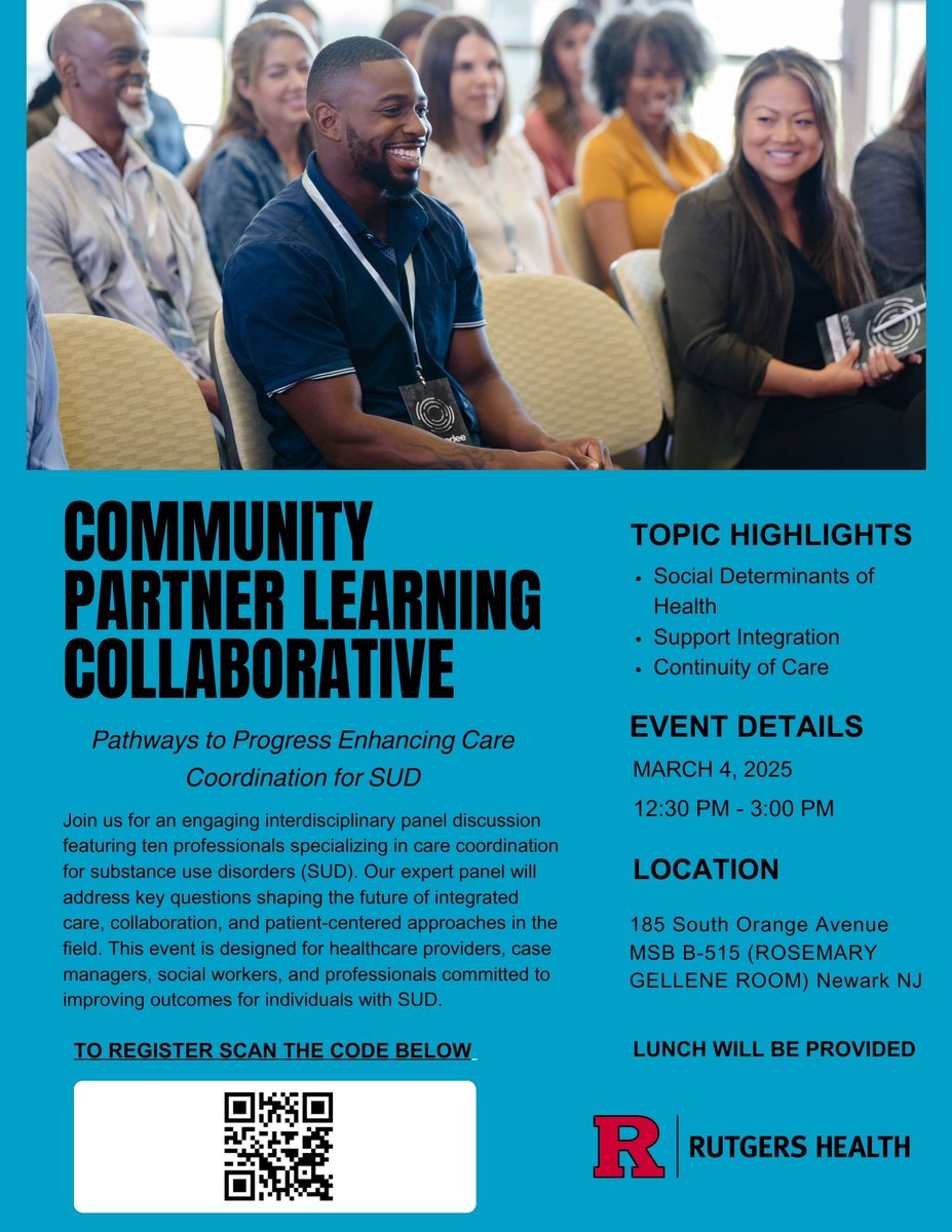 Rutgers NJMS Addiction Medicine (@rutgers_adm) on Twitter photo Join us for the first learning collaborative of the year! For more information or to register: coe@njms.rutgers.edu
#rutger #learningcollaborative Join us for the first learning collaborative of the year! For more information or to register: coe@njms.rutgers.edu
#rutger #learningcollaborative