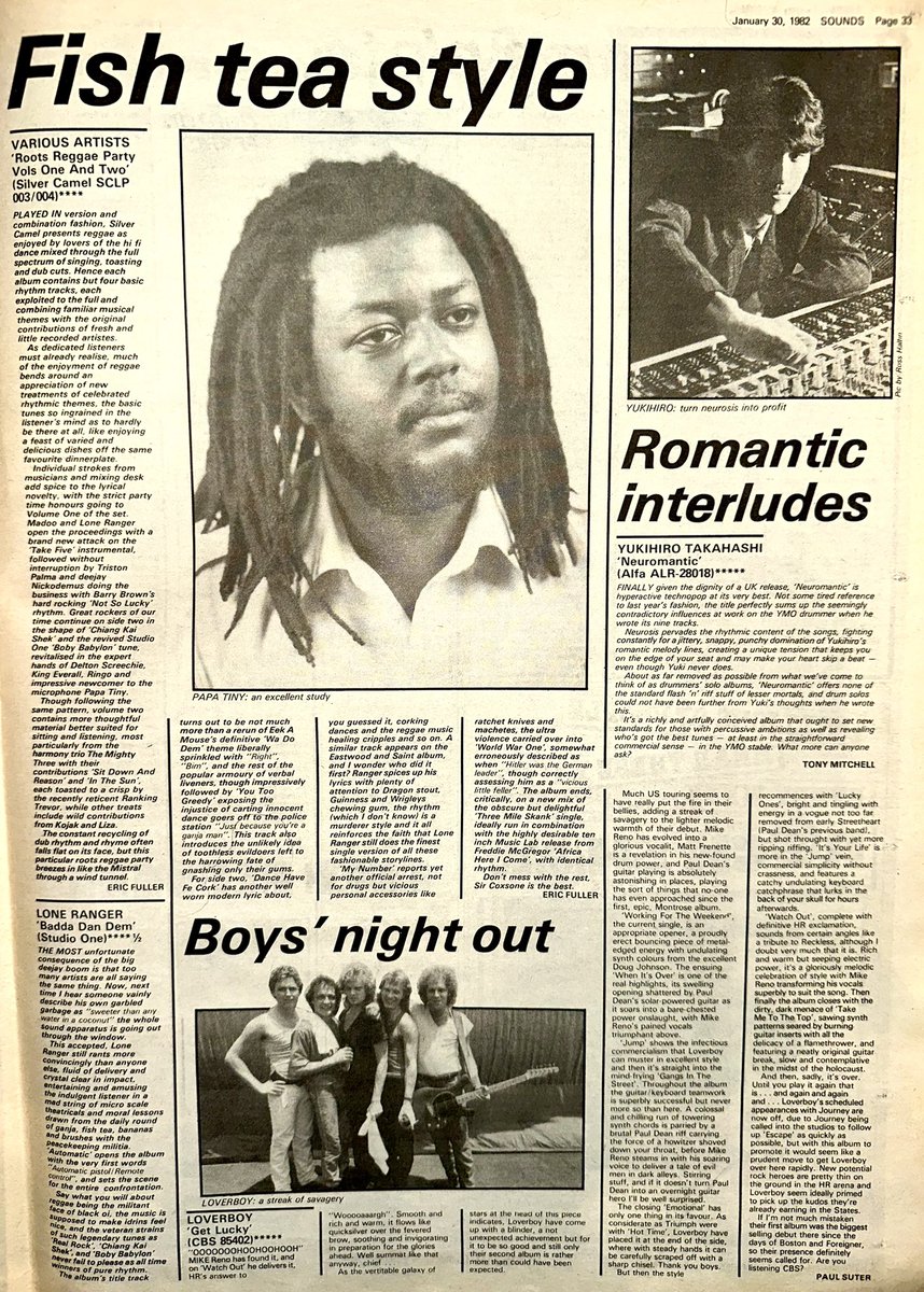 ZoundsAbound's tweet photo. 5⭐️ LP reviews this week for ‘Damaged’ by @blackflagband for ‘Crumbling The Antiseptic Beauty’ by #Felt, for ‘Wa-Do-Dem’ by #EekAMouse, for ‘Wasn’t Tomorrow Wonderful’ by #TheWaitresses, for ‘Get Lucky’ by @loverboyband &amp; ‘Neuromantic’ by #YukohiroTakahashi 

Sounds Jan 30th 1982 https://t.co/Kgj6DdexNa