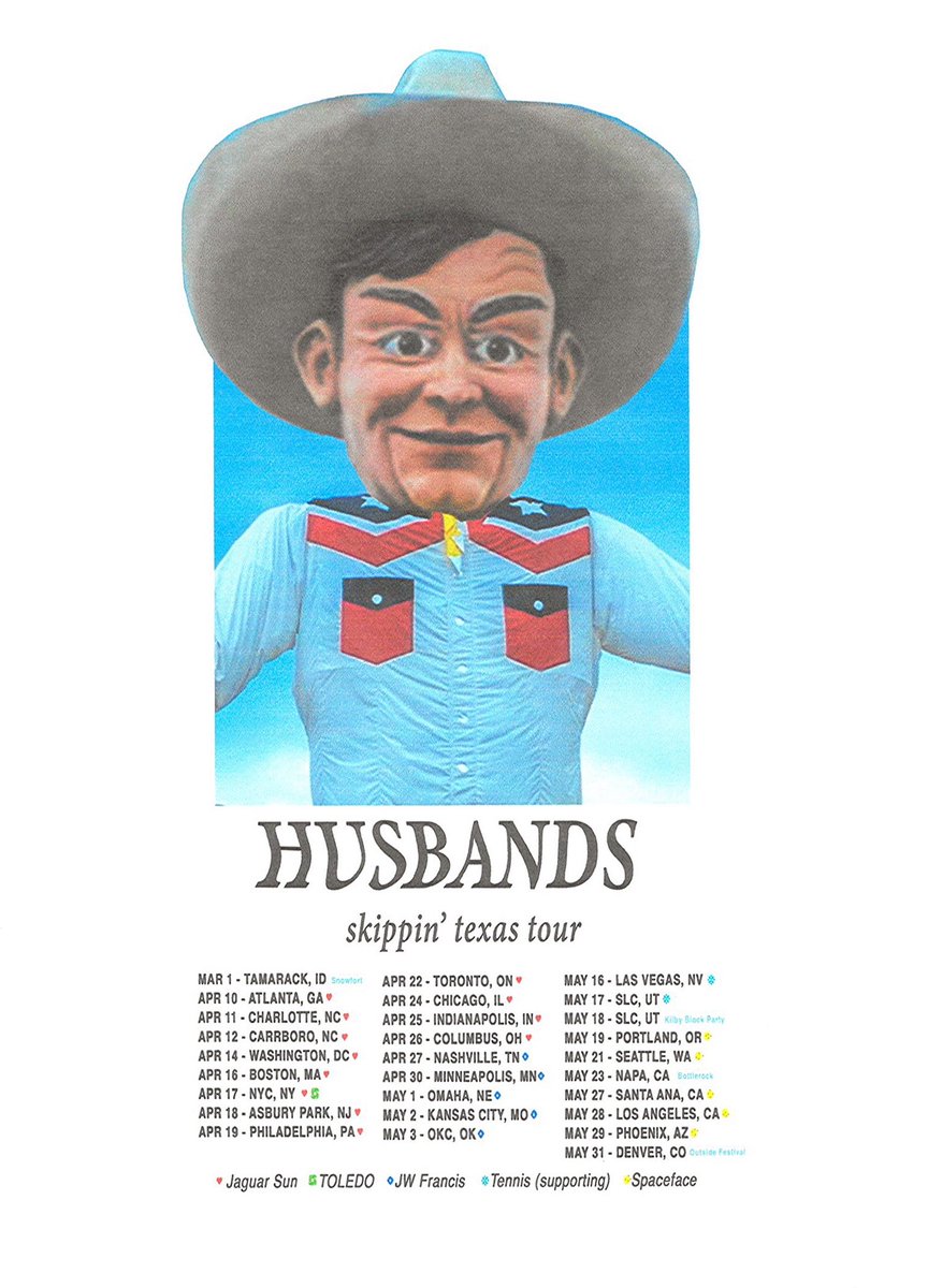 Born Losers Records (@bornlosersrecs) on Twitter photo Great to see our BLR fam <a href="/_Jaguar_Sun_/">Jaguar Sun</a> <a href="/husbandsOKC/">husbands</a> and <a href="/JWFranfran/">JW Francis</a> playing shows together this Spring!
Grab tickets 👇
jaguarsunmusic.com/pages/tour Great to see our BLR fam <a href="/_Jaguar_Sun_/">Jaguar Sun</a> <a href="/husbandsOKC/">husbands</a> and <a href="/JWFranfran/">JW Francis</a> playing shows together this Spring!
Grab tickets 👇
jaguarsunmusic.com/pages/tour