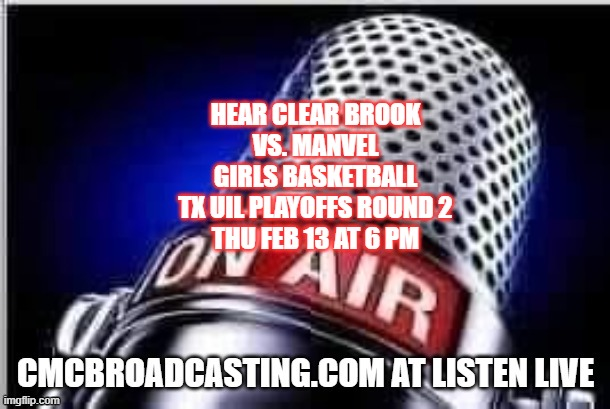 Charles McCullough (@cmcbroadcasting) on Twitter photo ON AIR Today : Hear <a href="/CBHSLadyBBall/">Brook Girls BBall</a> vs.
<a href="/ManvelGBB/">Manvel Lady Mavs Basketball</a> SIX PM CT go to cmcbroadcasting.com then Listen Live or Download free of charge - CMC Radio App at App Library or Google Play. girls Basketball 🏀 <a href="/AlvinISDAth/">Alvin ISD Athletics</a> <a href="/RupJaso/">Ruperto Jaso</a> <a href="/CCISDAthletics/">CCISD Athletics</a> <a href="/CoachLo_/">Mileka Loydrake</a> ON AIR Today : Hear <a href="/CBHSLadyBBall/">Brook Girls BBall</a> vs.
<a href="/ManvelGBB/">Manvel Lady Mavs Basketball</a> SIX PM CT go to cmcbroadcasting.com then Listen Live or Download free of charge - CMC Radio App at App Library or Google Play. girls Basketball 🏀 <a href="/AlvinISDAth/">Alvin ISD Athletics</a> <a href="/RupJaso/">Ruperto Jaso</a> <a href="/CCISDAthletics/">CCISD Athletics</a> <a href="/CoachLo_/">Mileka Loydrake</a>
