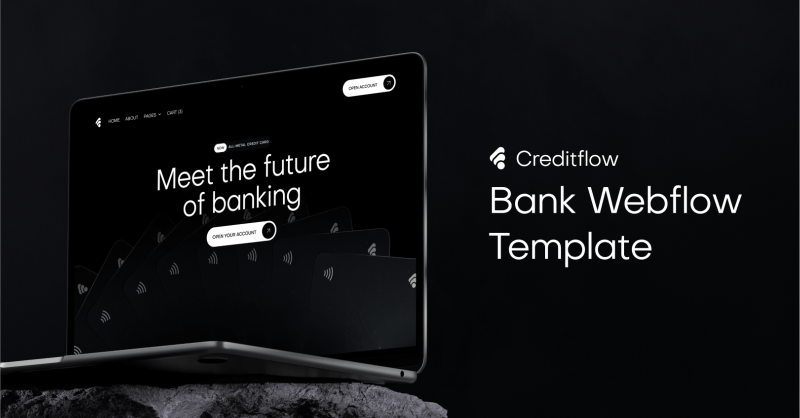 Meet the Creditflow Template – a Bank Webflow Template with a premium dark aesthetic and clean, minimal design. Perfect for financial brands looking to make a powerful statement. 💳 Ready to redefine your online presence?