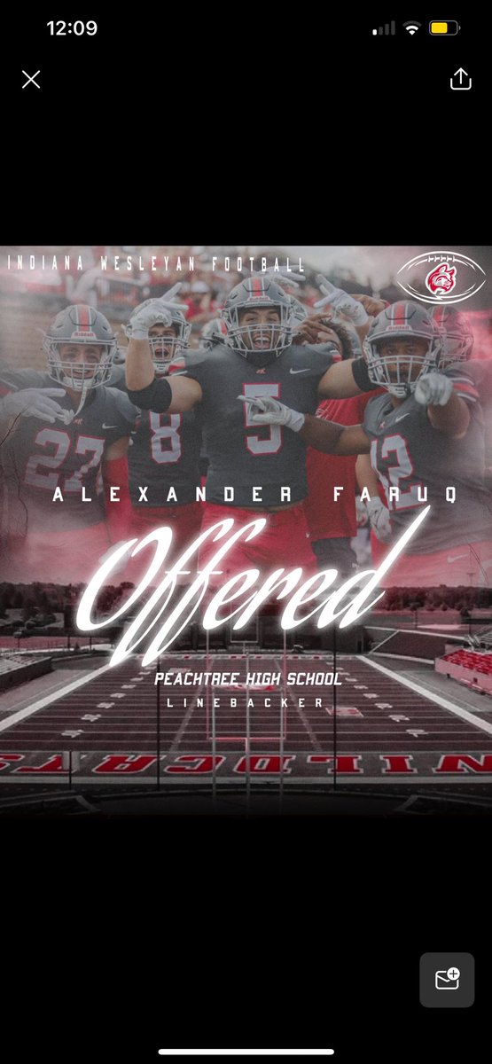 Alexander Faruq (@alex_faruq) on Twitter photo #AGTG Thankful to God, my family, teammates, and coaches that helped me earn an offer from <a href="/IndWesleyan_FB/">Indiana Wesleyan FB</a>.
<a href="/CoachBacchusIWU/">Devin Bacchus</a> <a href="/Coach_Helmerich/">Matt Helmerich</a> <a href="/klaykoester/">Coach Klay Koester</a> <a href="/RecruitGeorgia/">Recruit Georgia</a> <a href="/CoachGGreenNCSA/">CoachGGreenNCSA</a> <a href="/PTRFootball/">Peachtree Ridge Football</a> #AGTG Thankful to God, my family, teammates, and coaches that helped me earn an offer from <a href="/IndWesleyan_FB/">Indiana Wesleyan FB</a>.
<a href="/CoachBacchusIWU/">Devin Bacchus</a> <a href="/Coach_Helmerich/">Matt Helmerich</a> <a href="/klaykoester/">Coach Klay Koester</a> <a href="/RecruitGeorgia/">Recruit Georgia</a> <a href="/CoachGGreenNCSA/">CoachGGreenNCSA</a> <a href="/PTRFootball/">Peachtree Ridge Football</a>