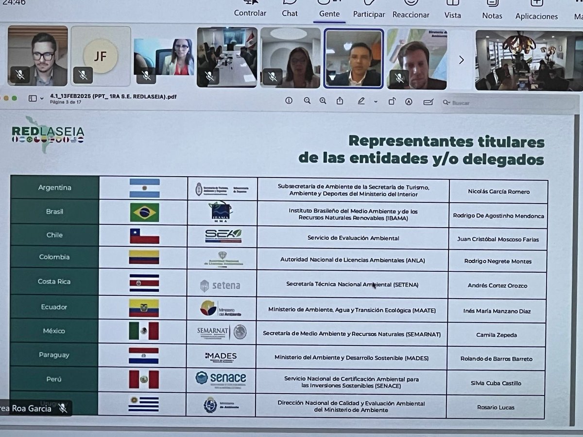 🗣️“A través de la #REDLASEIA fortalecemos alianzas regionales. Seguiremos avanzando con voluntad en soluciones innovadoras para el cambio climático, la biodiversidad, la participación ciudadana y la contaminación". Rodrigo Negrete, director de la <a href="/ANLA_Col/">ANLA</a>