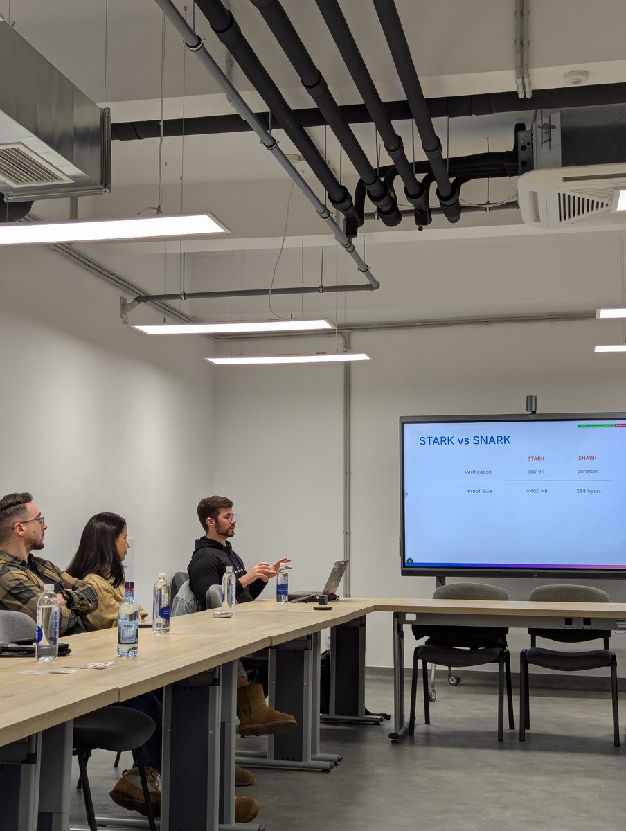 ETHCluj's tweet photo. Session in progress 📚

@robertkp13 walks us through how #Starknet scales #Ethereum 💡 https://t.co/Cb2XgjetzR