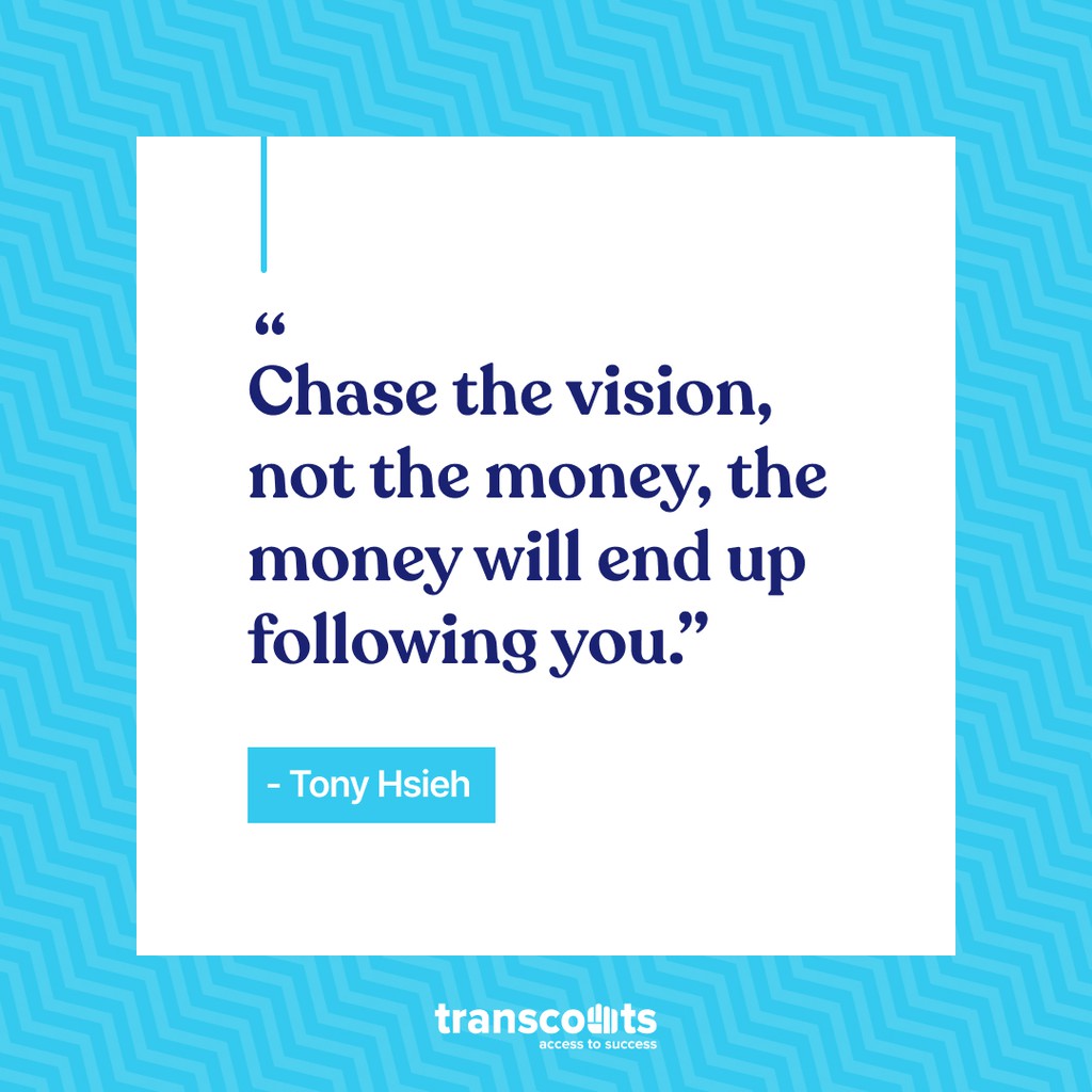 transcounts's tweet image. Chase the vision, not the money, the money will end up following you. - Tony Hsieh

#TonyHsieh #chasethevision #motivation #visionarythinking #mindsetmatters #successtips #bookkeeping #transcounts