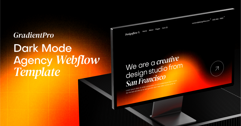 A new standard in design: the GradientPro Template. This Agency Webflow Template embraces a dramatic dark mode look with striking gradient highlights, creating a sleek and contemporary feel. ⚡ Elevate your agency’s presence today.