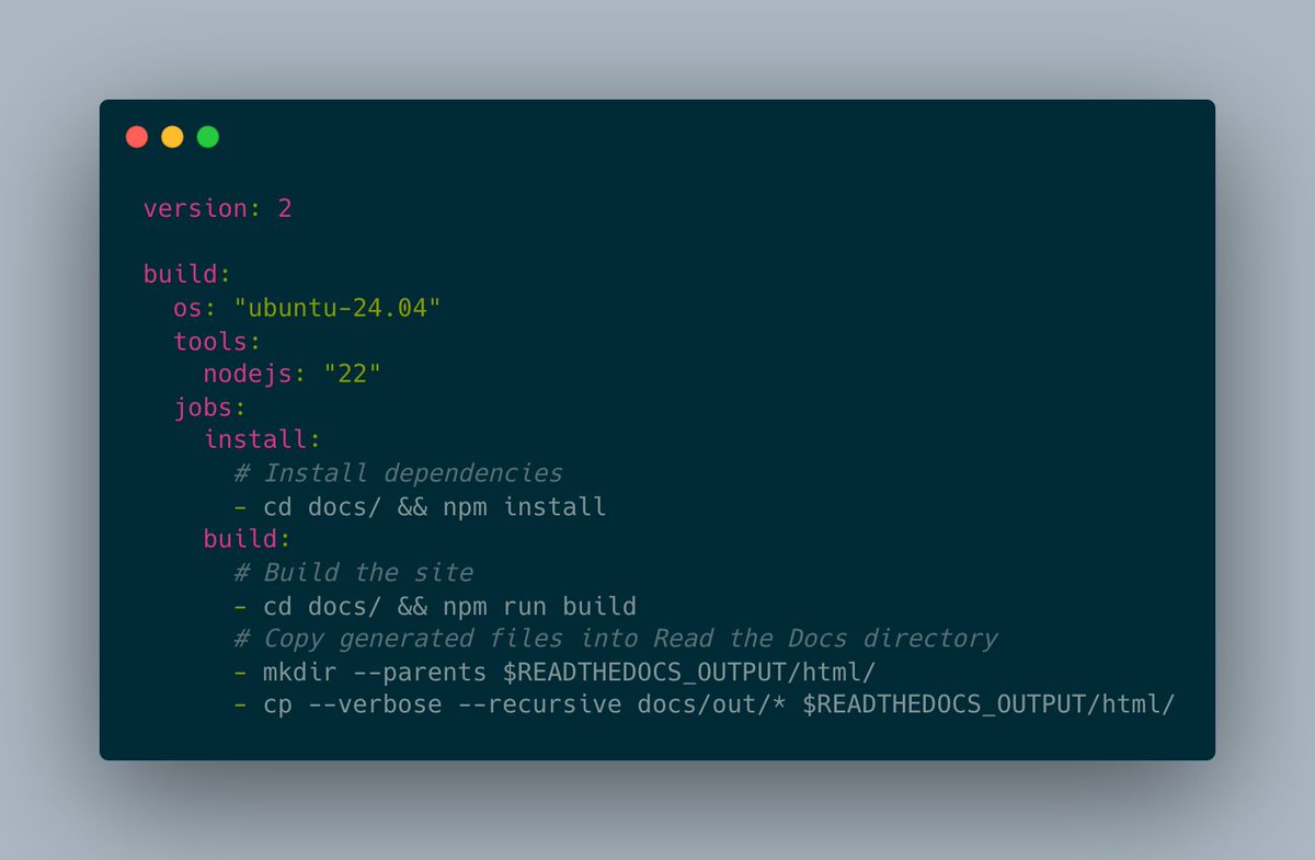 readthedocs's tweet image. Markdoc is a project open sourced by Stripe. You can host it with us by doing a static build of your doc site, and get all the building and hosting features of Read the Docs.
docs.readthedocs.com/platform/stabl…