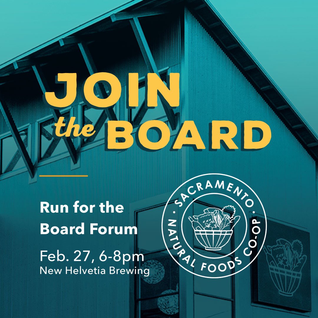👥 Want to guide the future of your co-op? Join us at the Run for Board Forum!
🗓 Feb 27 | 6-8 PM
📍 New Helvetia Brewing Co.
Learn what it takes to run for the Board of Directors.
🔗 RSVP here:forms.gle/werXu2ugpYsi7Y…

#CoOpLeadership #BoardForum #GetInvolved