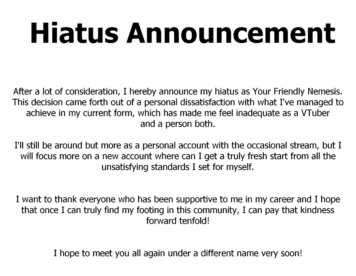 ⚠️Important Announcement⚠️

Don't worry, I'll still be around!
But all of my VTuber activities will take place on a new account by the name of <a href="/FaeriHexi/">Faeri Hexi 🍂✨️ HagTuber</a> so if you want to keep up with me there feel free to follow!!

Thank you for reading!