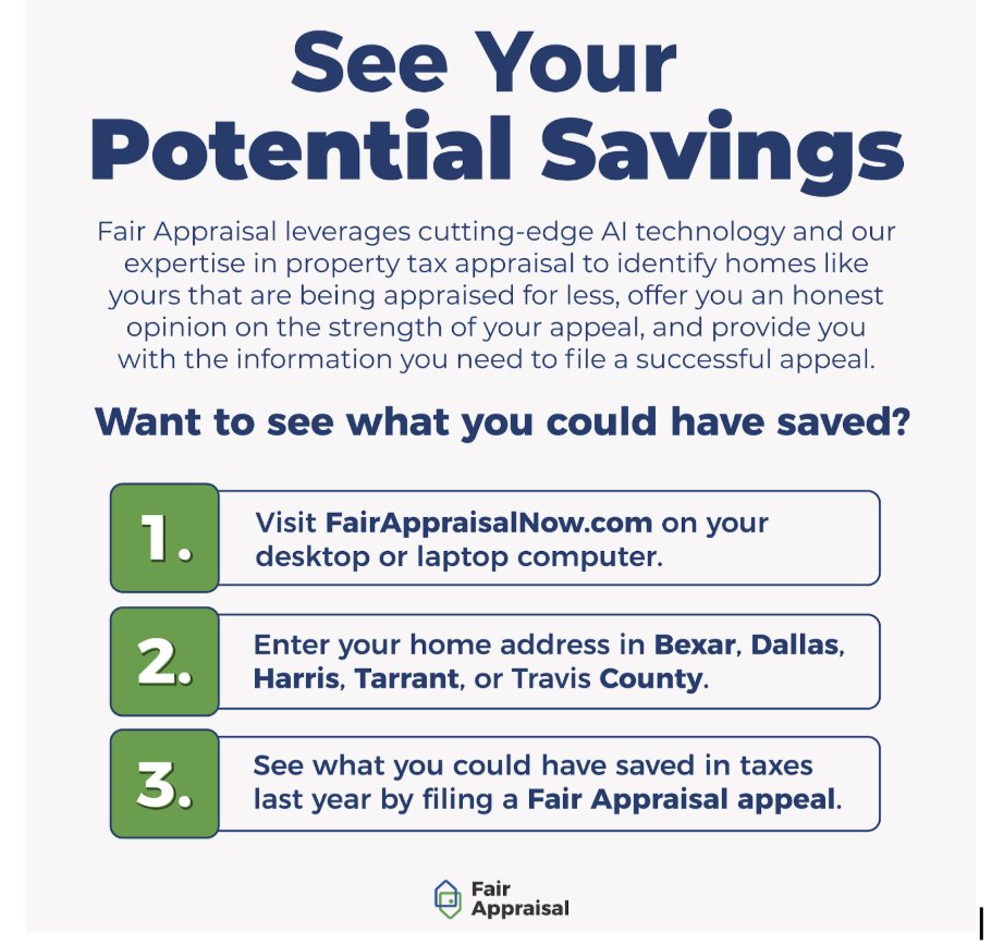 FairAppraisalNow.com was built by data nerds. Here are a few insights we discovered. In 2024, 16% of Bexar County single-family homeowners appealed their property appraisal. Of these, 87% won a reduction, saving approximately $500.