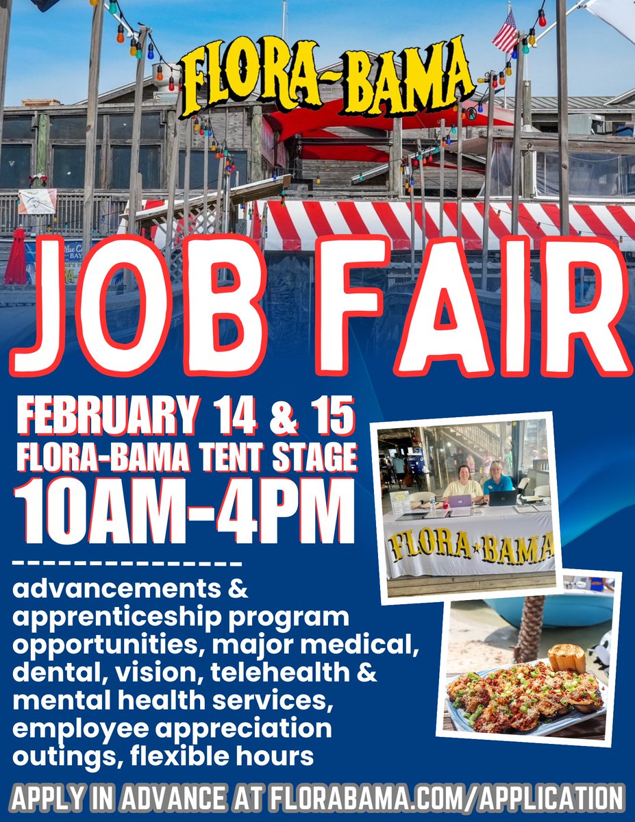 Come see us at our Job Fair tomorrow and Saturday!! Apply in advance at florabama.com/application.