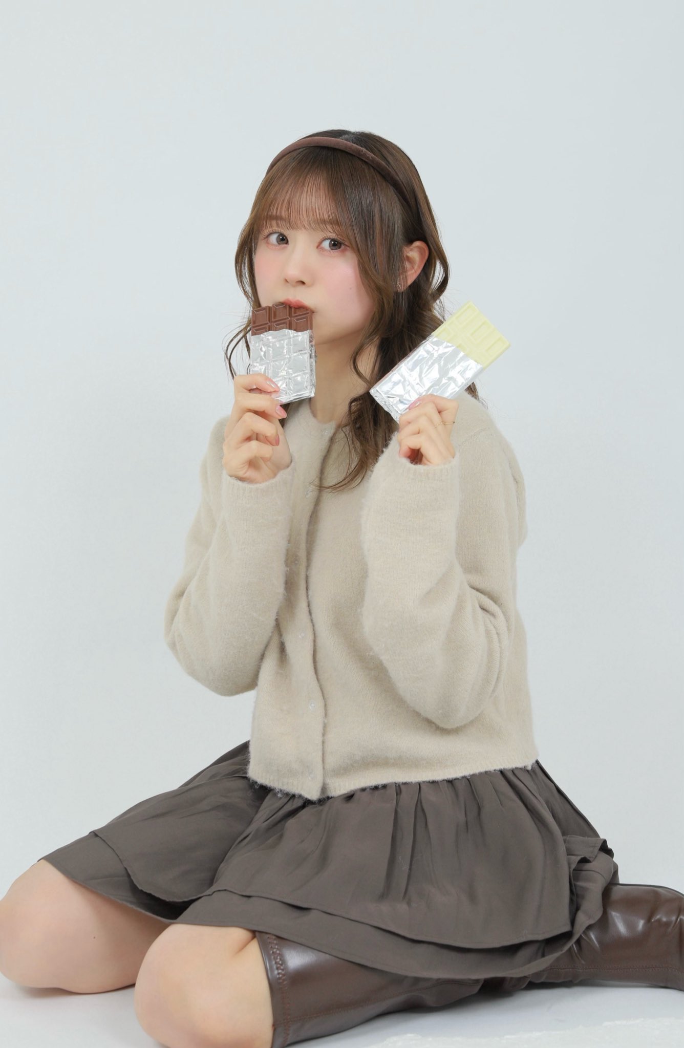 チョコりん撮影のときの写真 ◡̈︎
巻き髪はかーりんちゃんがやってくれたよ！
ふわふわヘア🪽