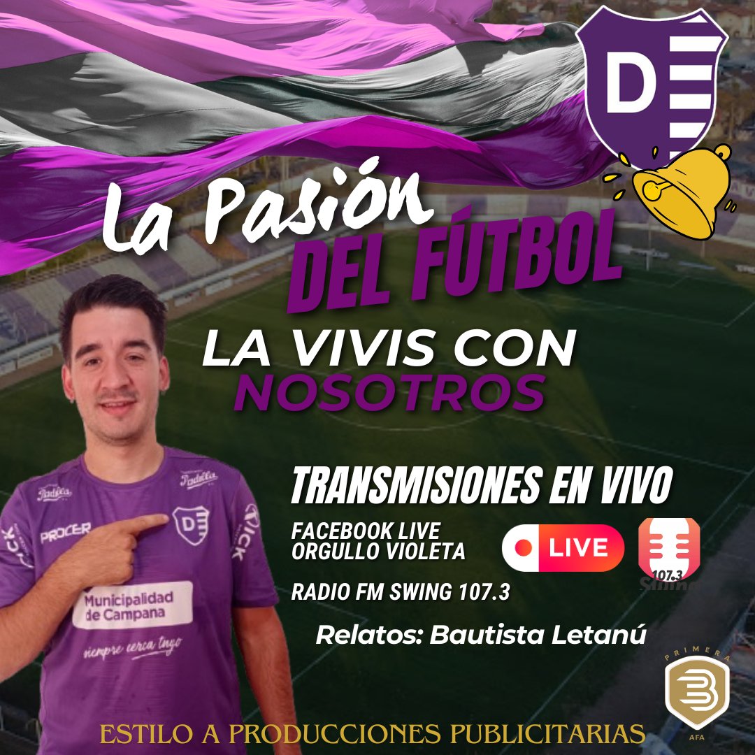 🚀 Contento de volver al ruedo en un área donde tuve muchas satisfacciones y emociones.

Desde mañana los esperamos por Orgullo Violeta y desde la 3° fecha del Torneo, por OV y FM Swing 107.3 Campana. 

¡Vamos Viola! 💜🔔🫡
