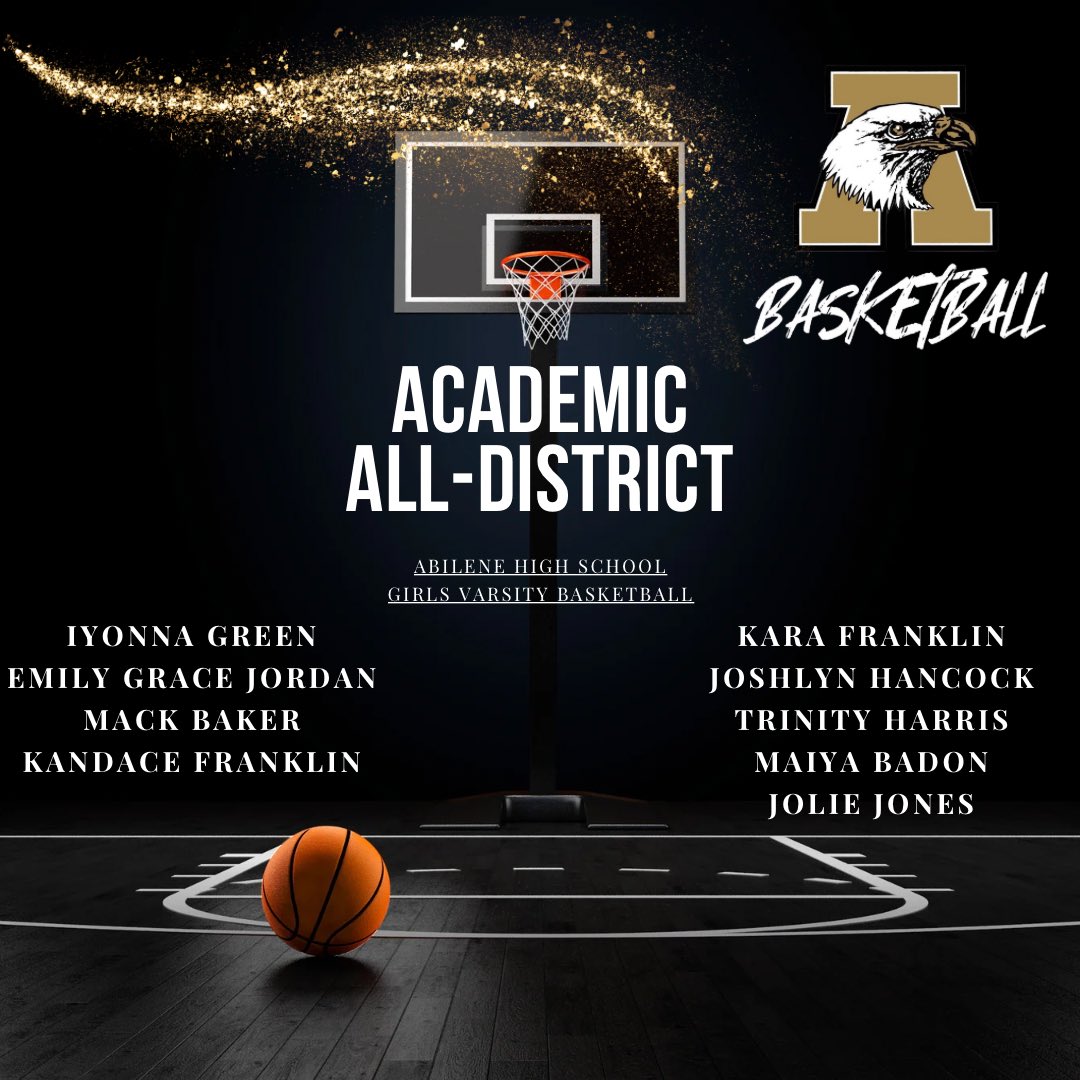 AHighGirlsBB's tweet photo. 🦅🚨🏀🚨🏀🚨🏀🦅
Congrats to all of the girls on  AHS Lady Eagle Basketball team that received ALL-DISTRICT honors!

 Academic All District:
Trinity Harris 
Mackenzie Baker 
Gracie Jordan
Maiya Badon 
Kara Franklin 
Iyonna Green 
Joshlyn Hancock 
Kandace Franklin 
Jolie Jones https://t.co/SBS3ymmf6M