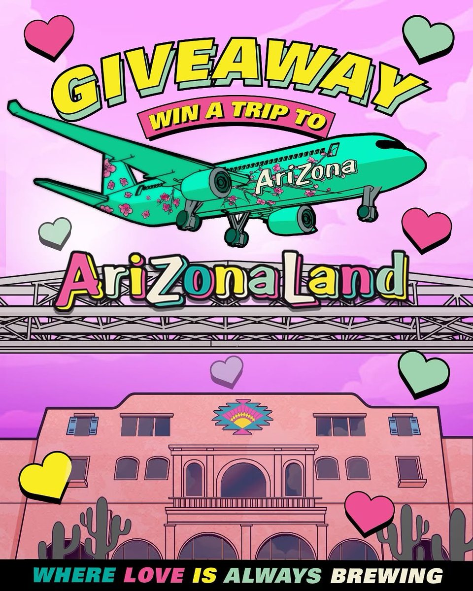DrinkAriZona's tweet image. We are giving away a VIP trip for 2 (flights + accommodation) to AriZonaLand - the ultimate destination for AriZona fans!

To enter like and RT, follow us, and comment #TakeMeToAriZonaLand
