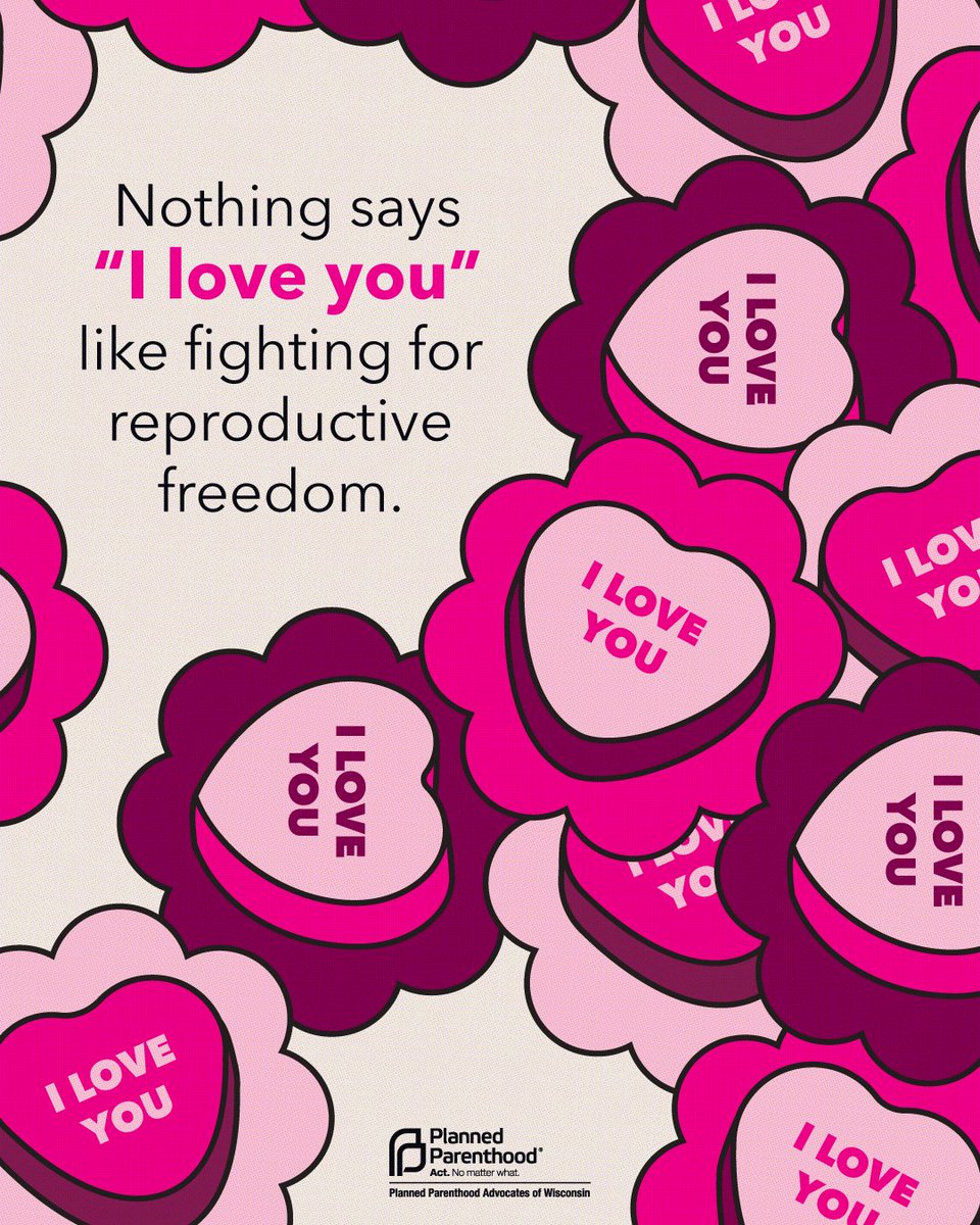 PPAWI's tweet image. Nothing says “I love you” like fighting for reproductive freedom. 

#ReproductiveFreedom #MyBodyMyChoice #ValentinesDay #PPAWI #PlannedParenthood