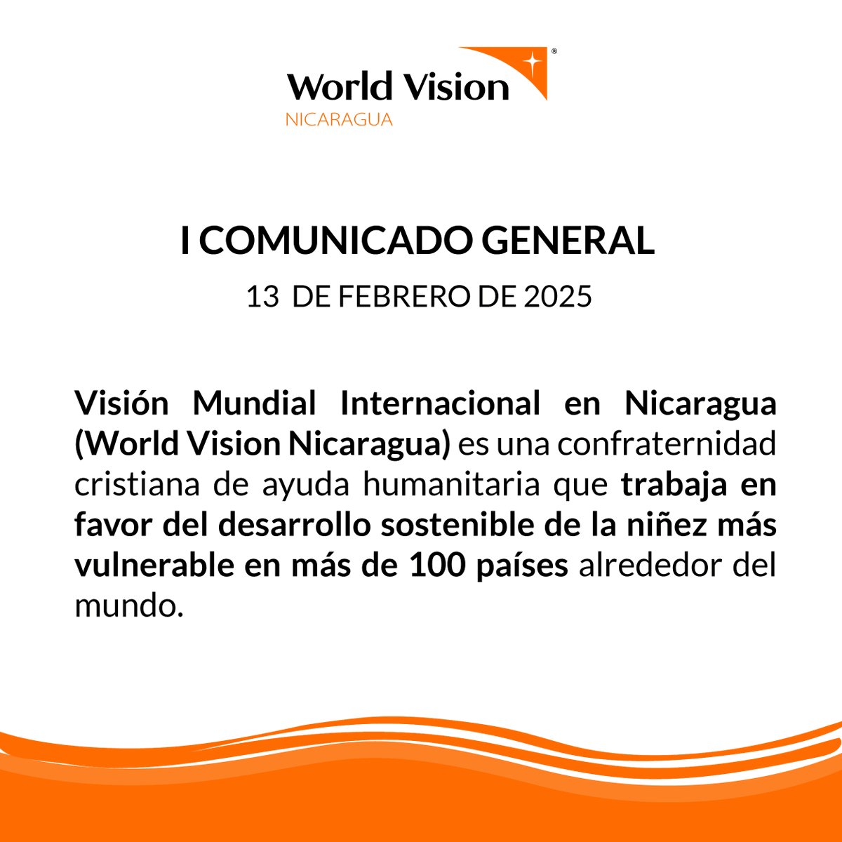 WorldVisionNic's tweet photo. 📢 ¡Atención, Nicaragua! 📢

En World Vision Nicaragua trabajamos comprometidamente por el desarrollo integral de la niñez más vulnerable.

Compartimos con ustedes la siguiente información: https://t.co/mQMJWLi9ZX