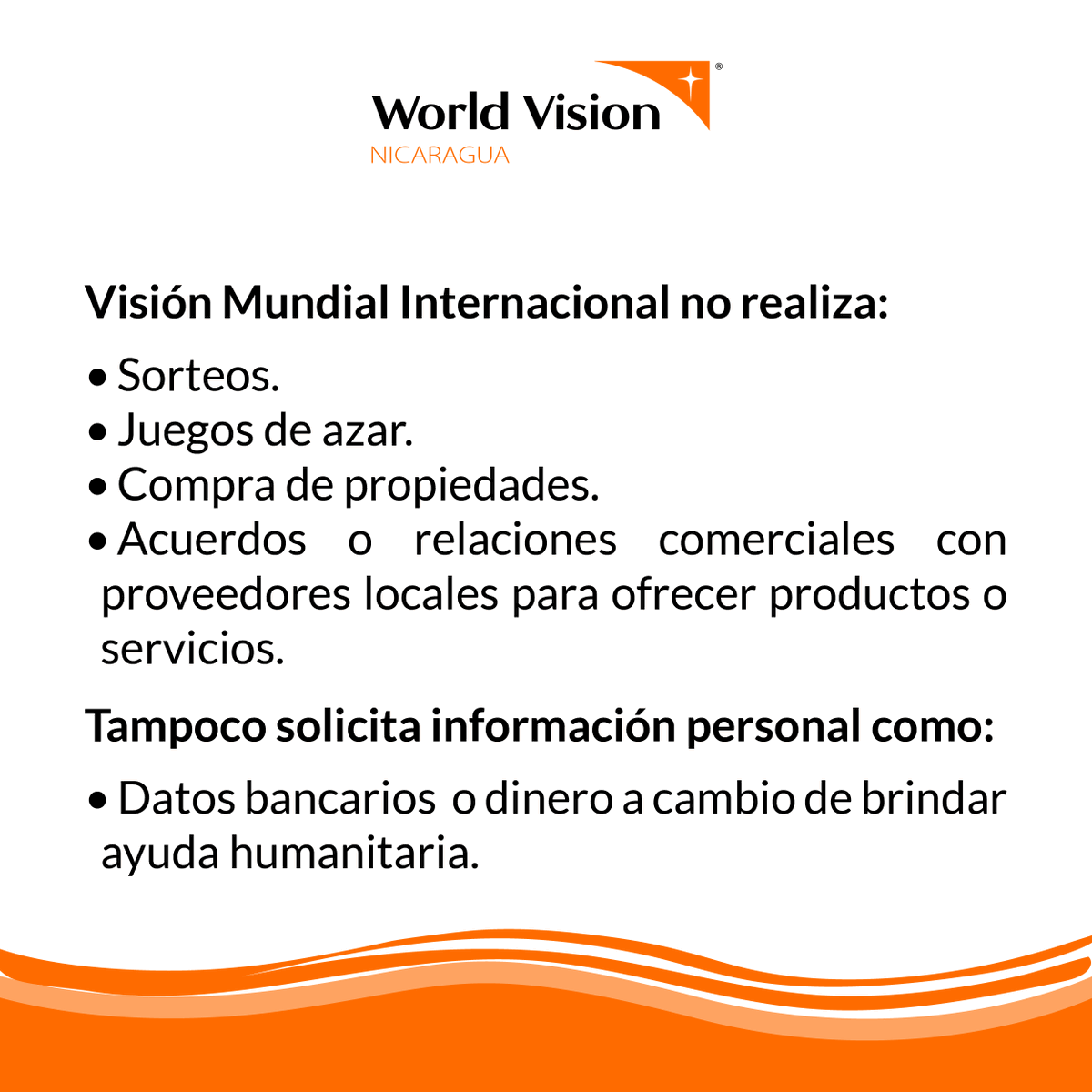 WorldVisionNic's tweet photo. 📢 ¡Atención, Nicaragua! 📢

En World Vision Nicaragua trabajamos comprometidamente por el desarrollo integral de la niñez más vulnerable.

Compartimos con ustedes la siguiente información: https://t.co/mQMJWLi9ZX