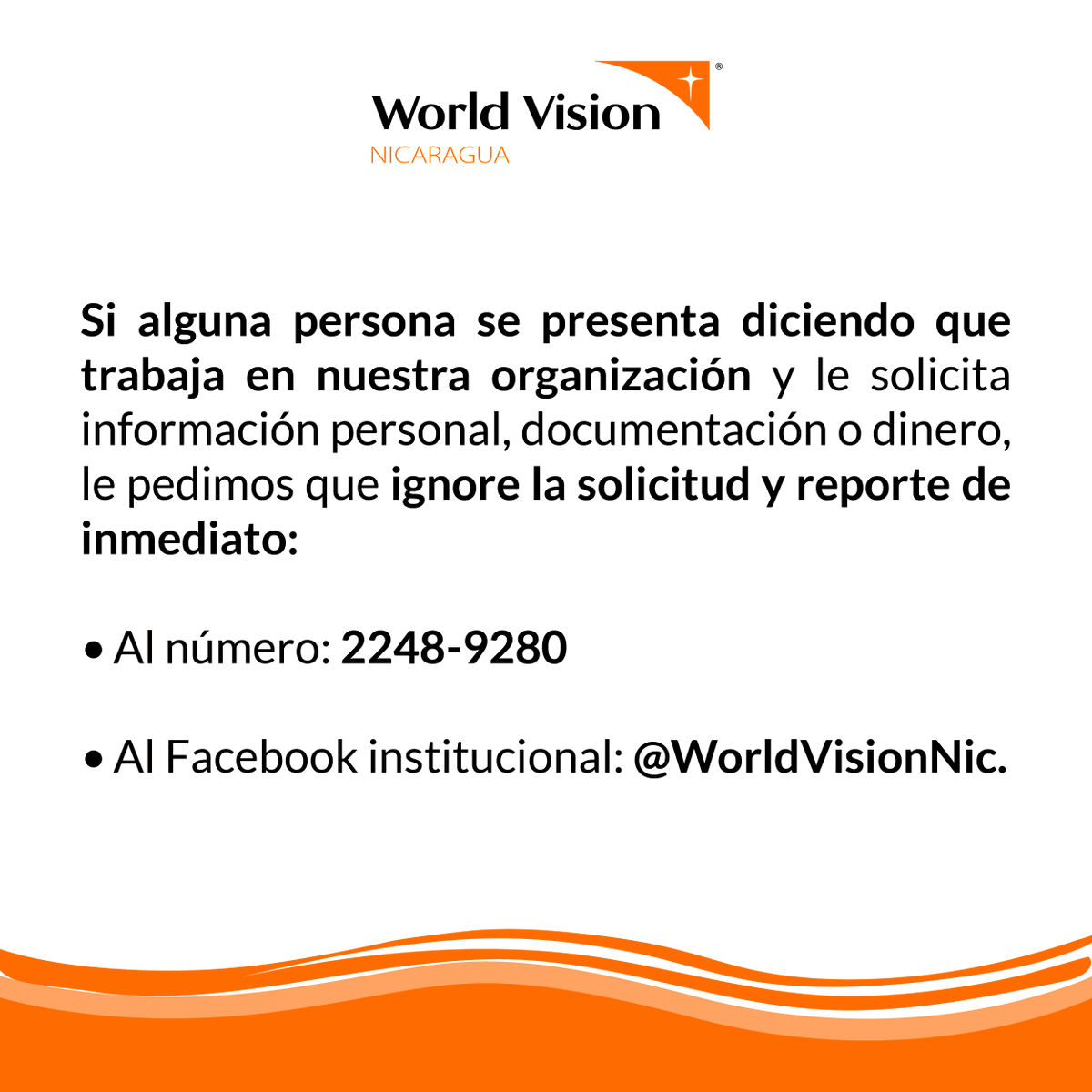 📢 ¡Atención, Nicaragua! 📢

En World Vision Nicaragua trabajamos comprometidamente por el desarrollo integral de la niñez más vulnerable.

Compartimos con ustedes la siguiente información: