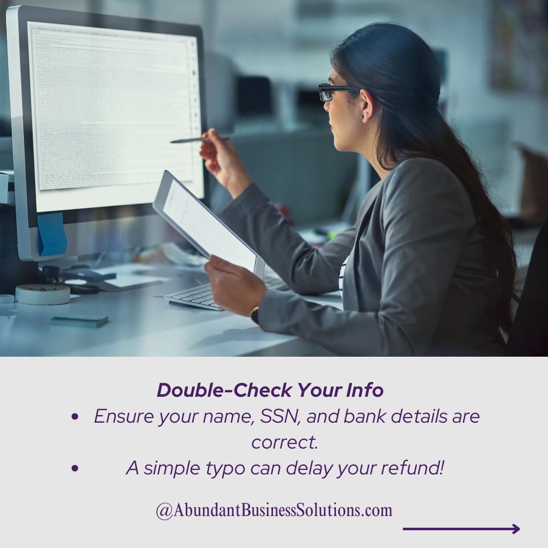 AbundantConsult's tweet image. Avoid common tax mistakes! 🚨

🔹 Double-check your details
🔹 Maximize deductions &amp;amp; credits
🔹 File on time to skip penalties

Let’s make tax season stress-free!

#TaxTips #FileSmart #TaxSeason #abundantaxsolutions