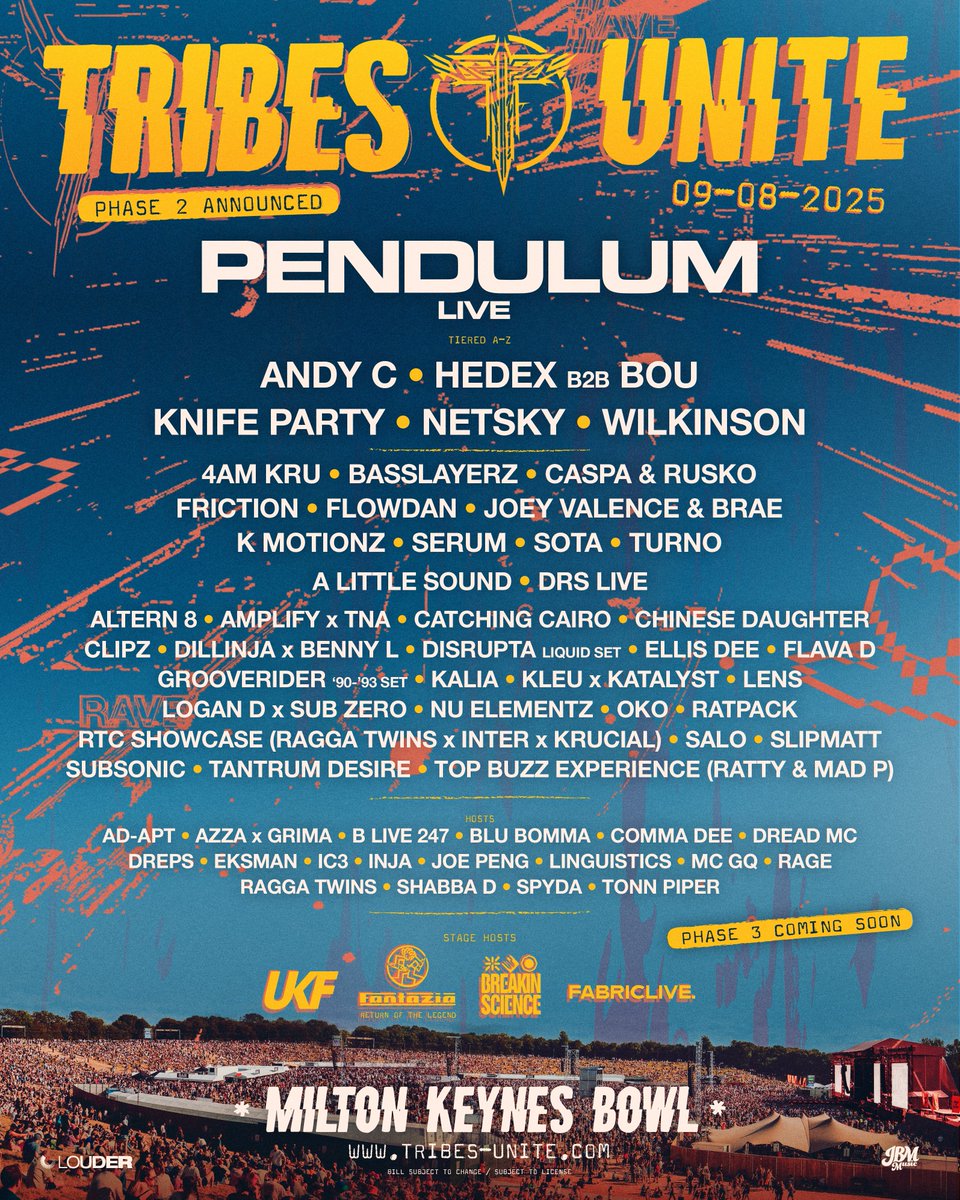B O S H!
Confirmed to play Tribes Unite Festival alongside a MASSIVE line-up including <a href="/Pendulum/">Pendulum</a>.

More info and tickets : tribes-unite.com

#ontour
#35YearsALTERN8
#oldskool
#rave
#Altern8
#MarkArcher
<a href="/mark_archer/">mark archer</a> <a href="/NLA_Artists/">NLA ARTISTS</a>