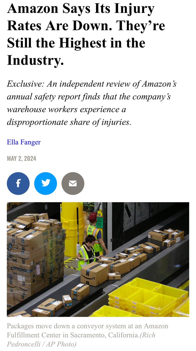 Amazon has the worst safety record in the industry.