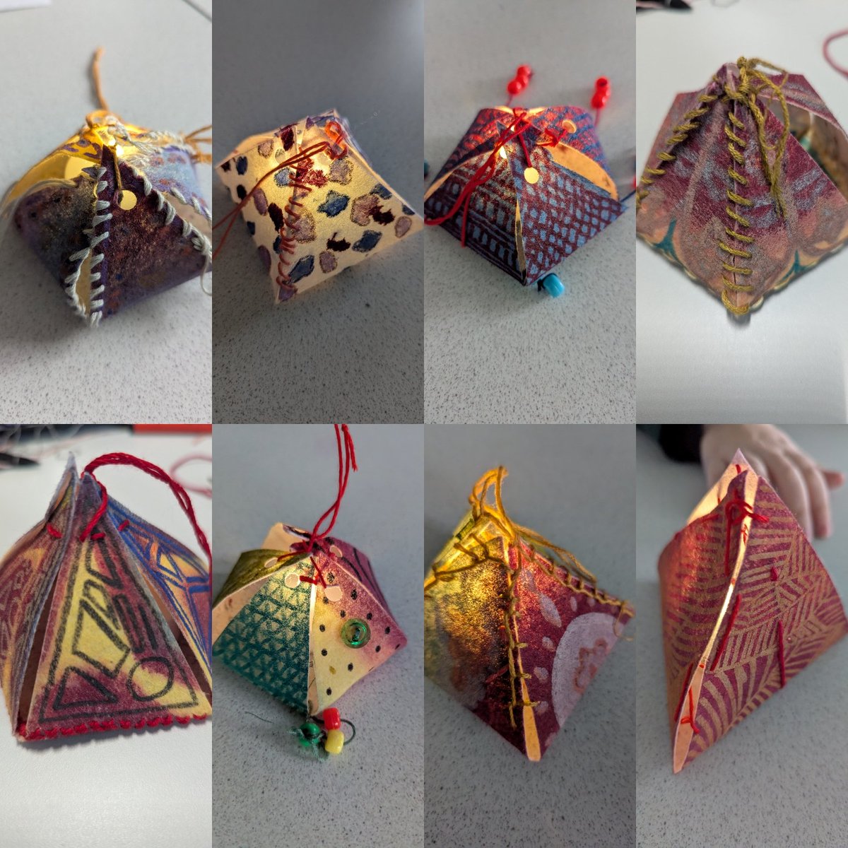 Year 7 Moroccan Lantern Project2 complete ✅ 
Project Knowledge 
💡Culture in Design 💡 2D Nets 
💡Geometric Shapes💡Sources of material💡Stitching manufacturing  💡 Stock forms
 Project Skill
⚙️Tesselation &amp;symmetry in design ⚙️stitching samples⚙️Dying, cutting, Embellishment