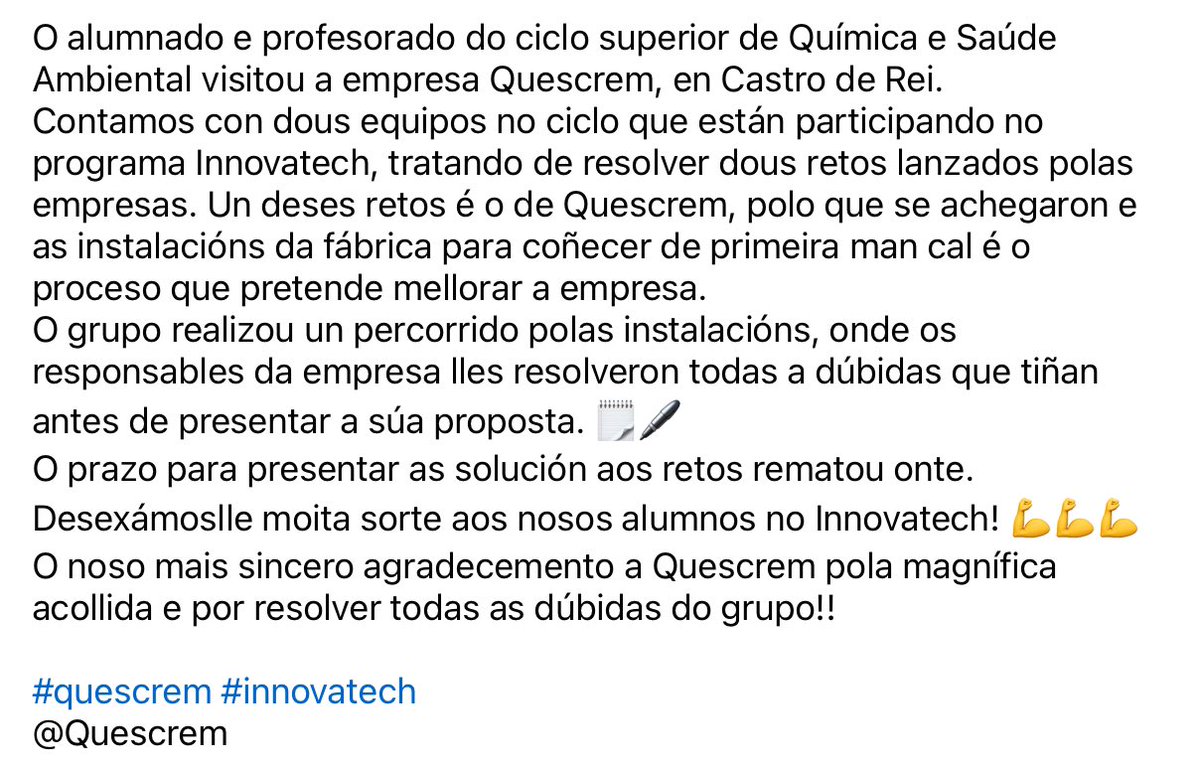 IESMonteCastelo's tweet image. #quescrem #innovatech @Quescrem