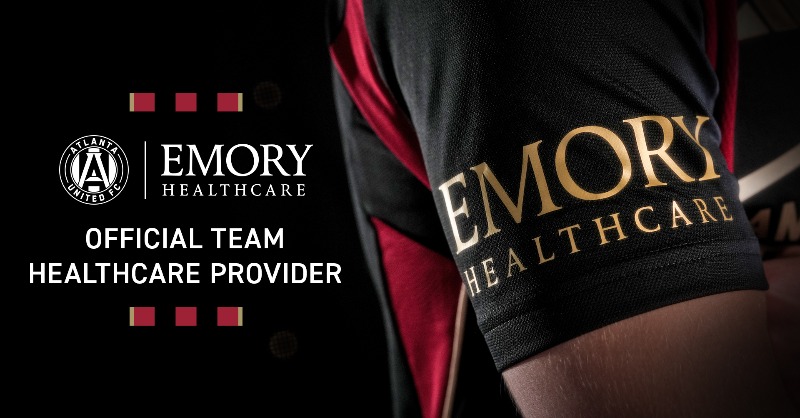 ATLUTD's tweet photo. #ATLUTD announces Emory Healthcare as the Official Team Healthcare Provider and Kit Patch Partner 🗞️