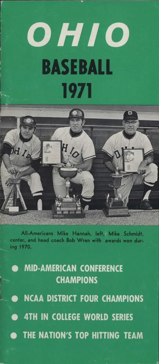 National Baseball Hall of Fame ✅

MAC Hall of Fame ✅

Kermit Blosser Ohio Athletics Hall of Fame ✅

And now the College Baseball Hall of Fame ✅

Mike Schmidt!