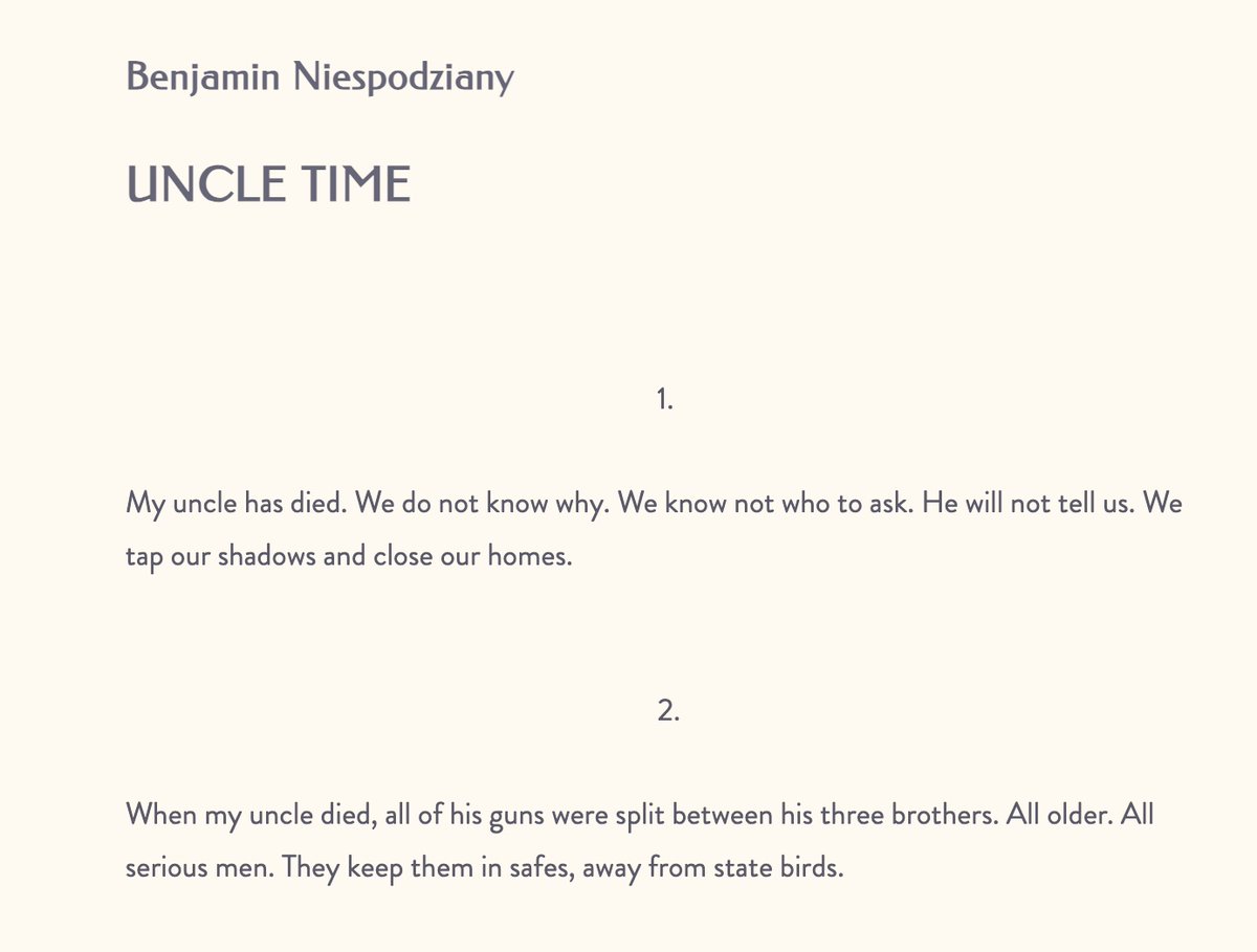 An excerpt from “Uncle Time” by Benjamin Niespodziany

NEW from Issue 13 ✨