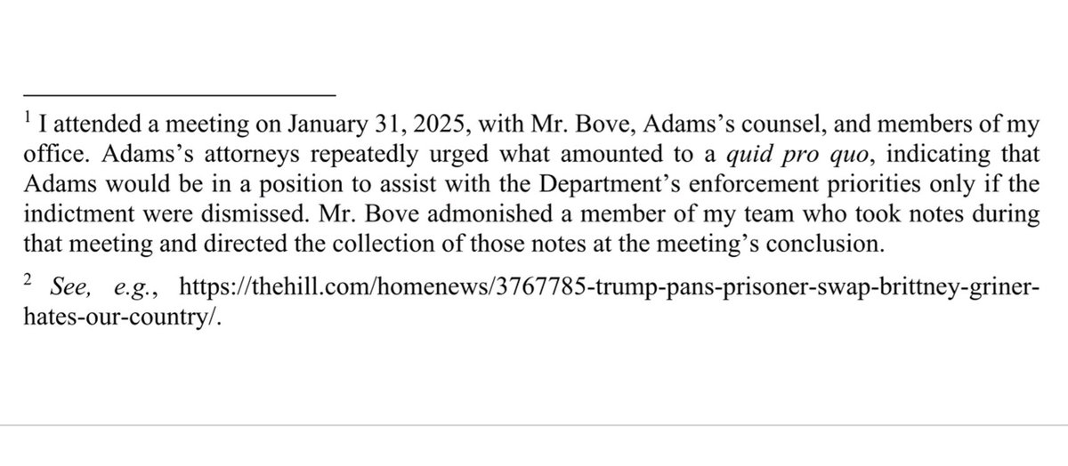 TheViewFromLL2's tweet image. Okay, well, a *little bit* trying to hide it.

Deputy AG and former Trump criminal defense attorney Emil Bove did confiscate the notes someone took his meeting with Adams' defense team to discuss the quid pro quo.

Stringer Bell would approve.