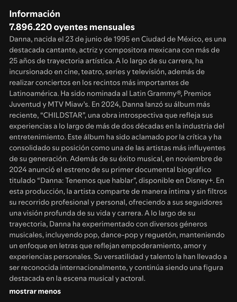 DANNA ha aggiornato la sua biografia su Spotify per la prima volta dal 2022 (l’inizio della CHILDSTAR era).