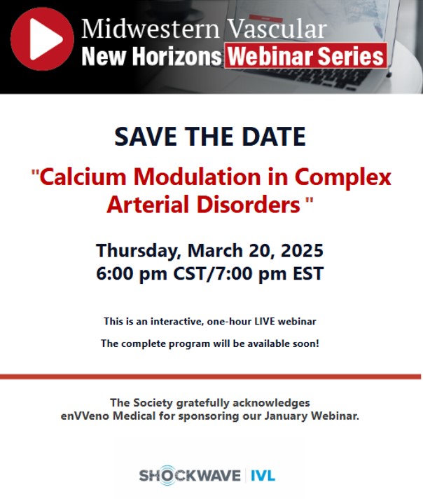Register for our next #NewHorizons webinar to be held Thursday, March 20 at 7 pm EST.  Topic will be "Calcium Modulation in Complex Arterial Disorders".  

Register here:  us06web.zoom.us/webinar/regist…